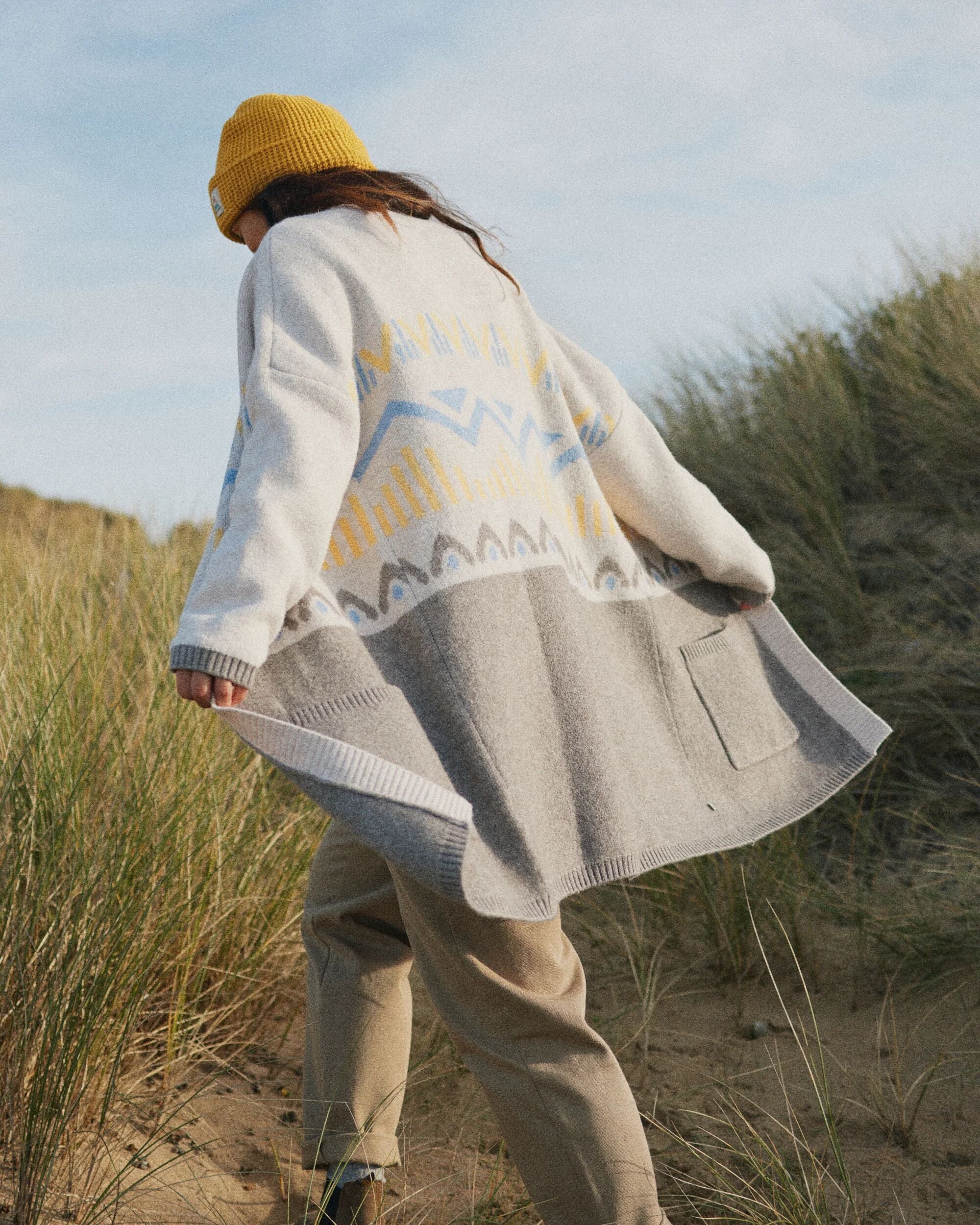 Nettle Recycled Knitted Cardigan - Birch - Lifestyle