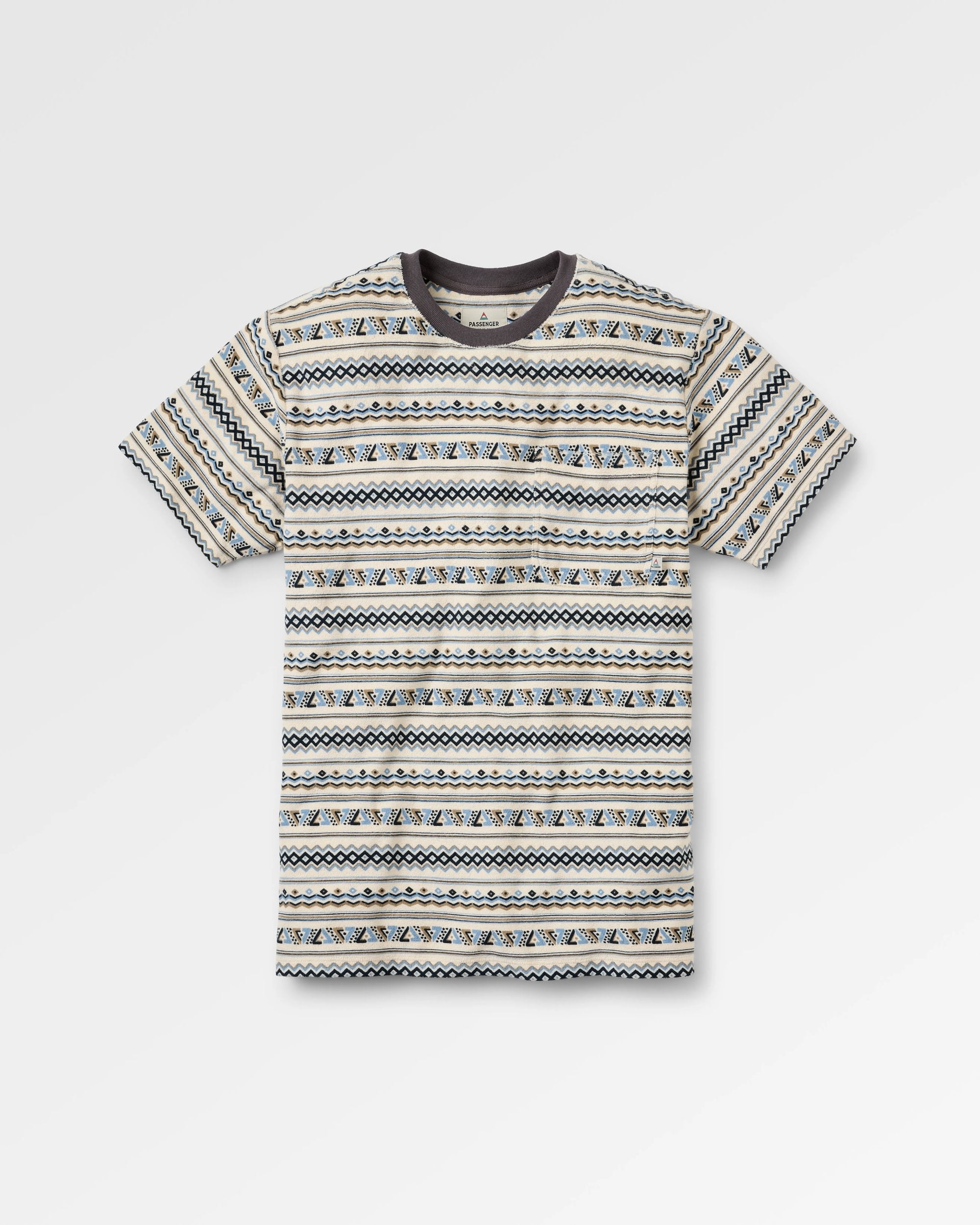Rising Towelling T-shirt - Geo Stripe Birch  - Flatlay