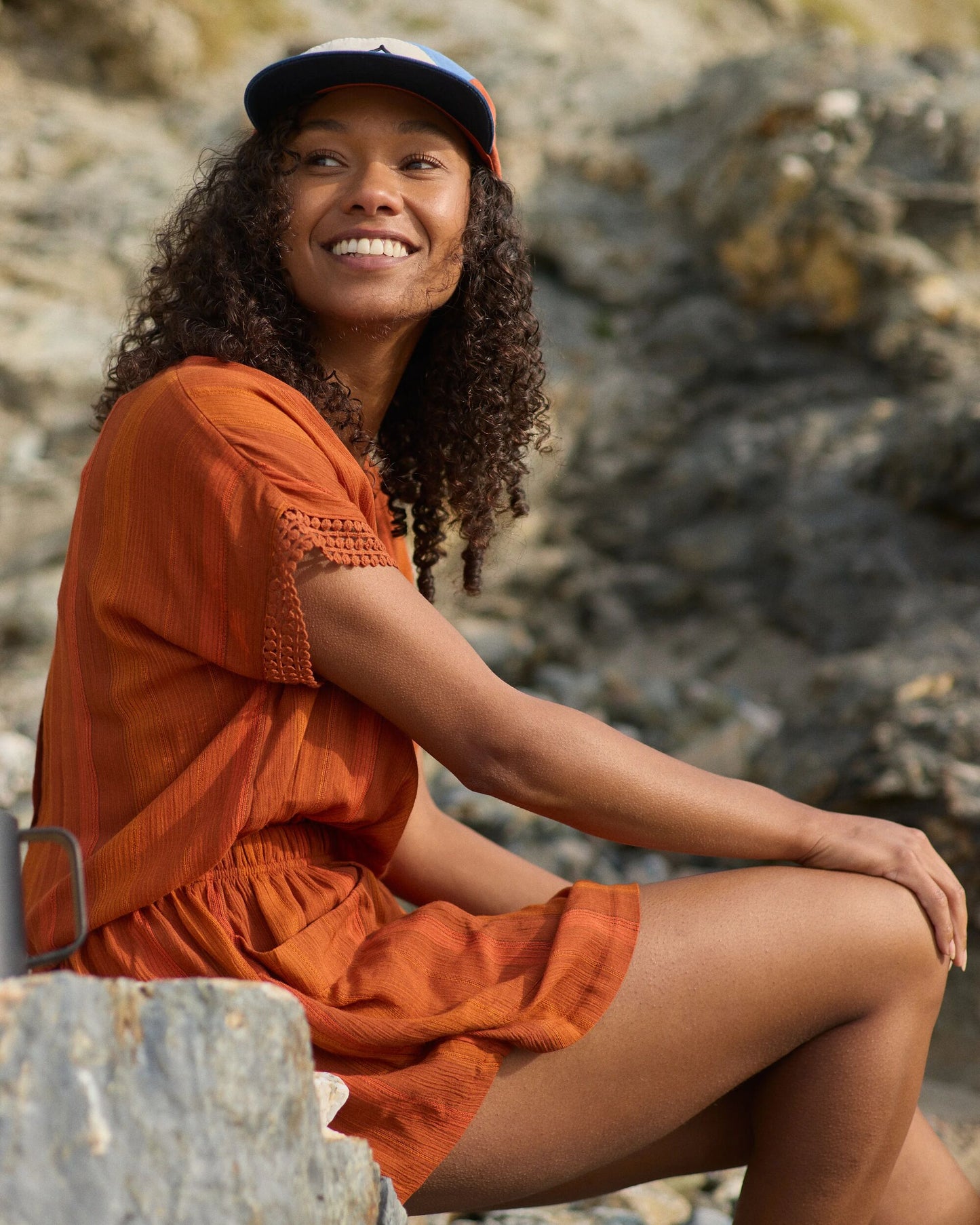 Clarity Short Skort Dress - Ember Orange Stripe - Lifestyle