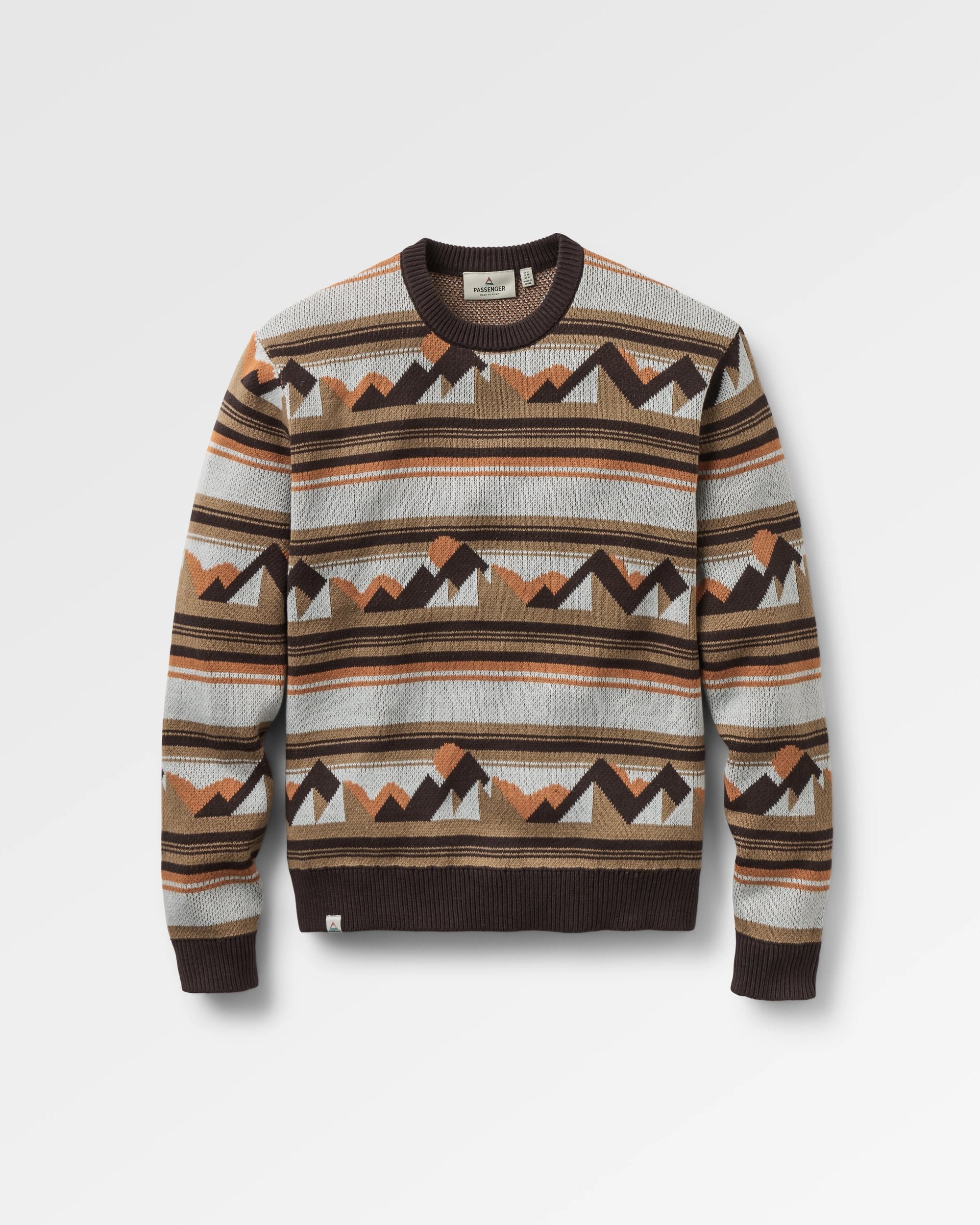 Panorama Lightweight Knitted Jumper - Views Caramel Stripe - Flatlay