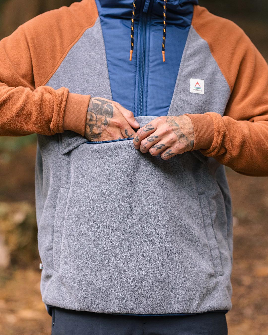 Woodland Hooded 1/2 Zip Polar Fleece - Grey Marl