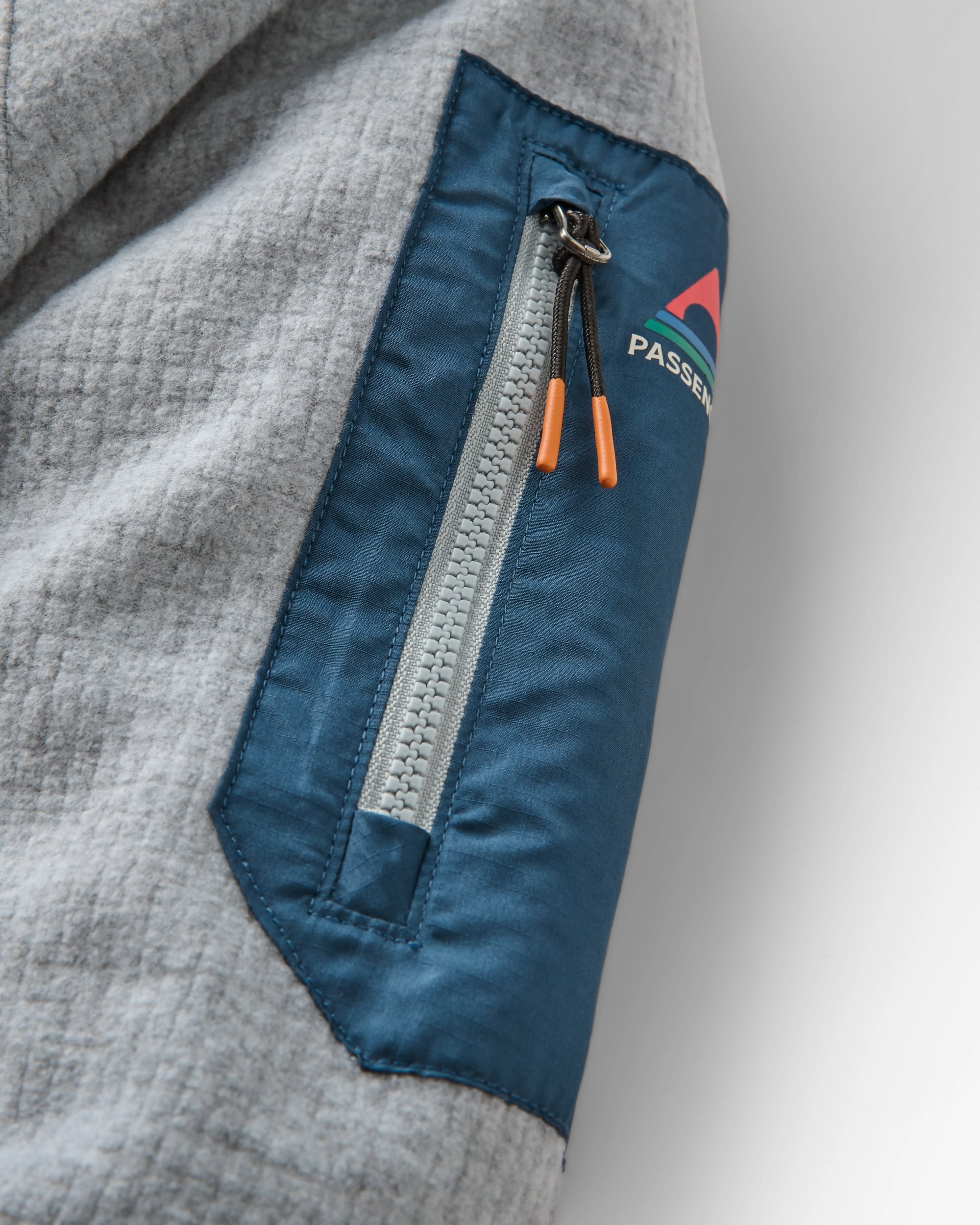 Forestscape Recycled Grid Fleece Hoodie - Grey Marl - Flatlay