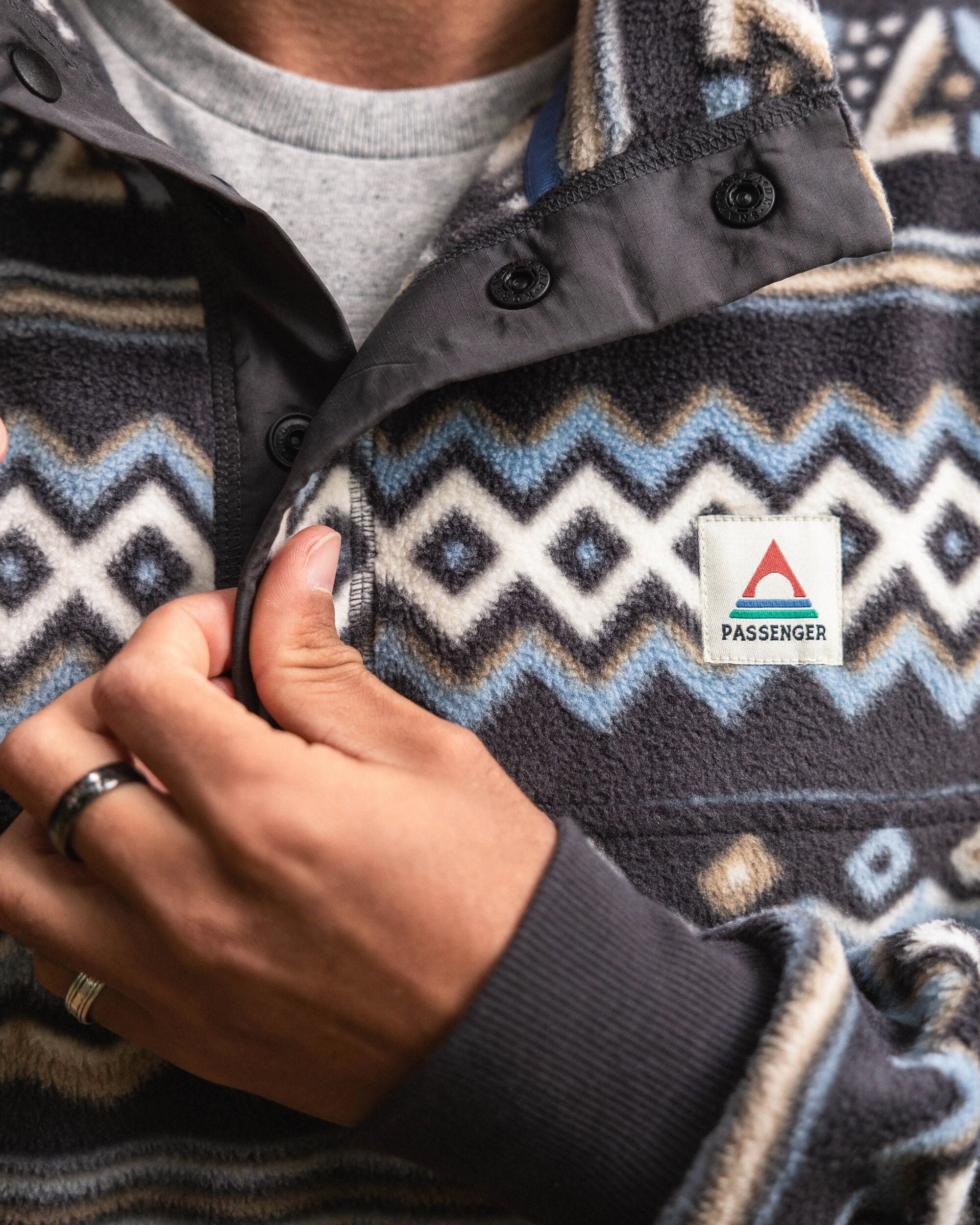 Take It Easy Polar Fleece - Geo Stripe Faded Black  - Lifestyle