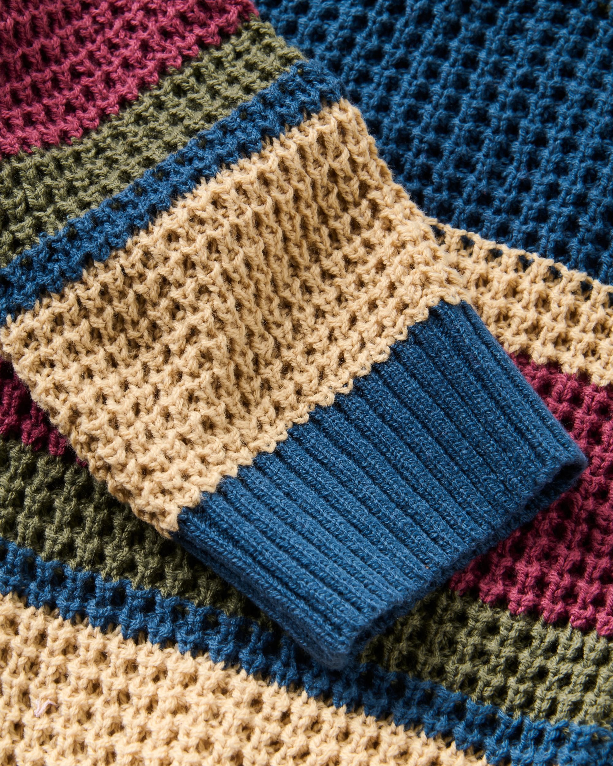 Reflection Open Knit Stripey Cardigan - Dusty Olive Multi Stripe - Flatlay