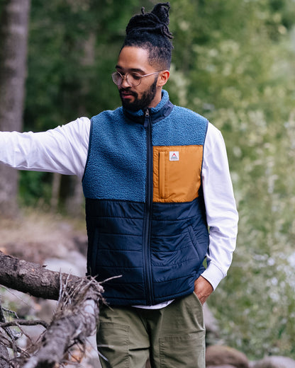 Born Explorer Recycled Polar-Lined Sherpa Vest - Blue Steel