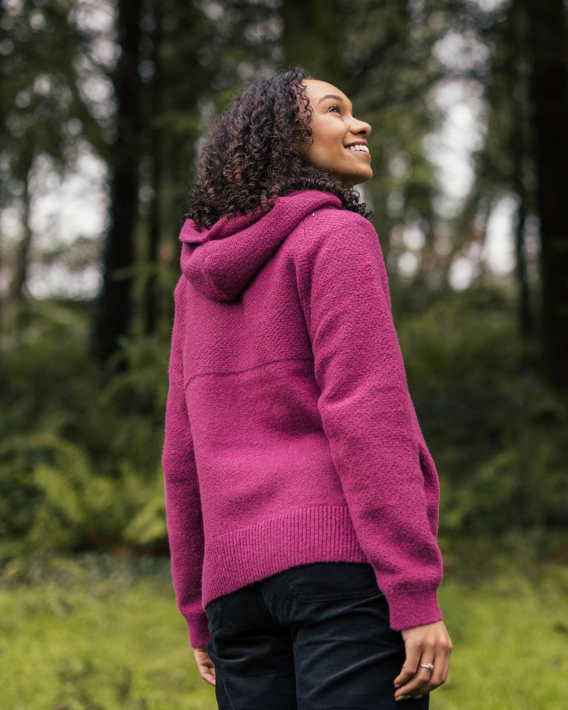 Cove Recycled Knitted Hoodie - Rhubarb