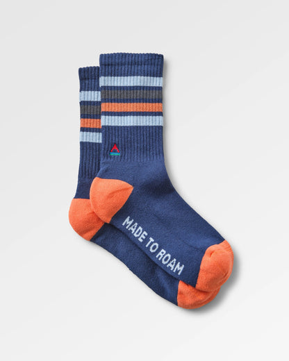 Organic Midweight Crew Socks - Rich Navy - Flatlay