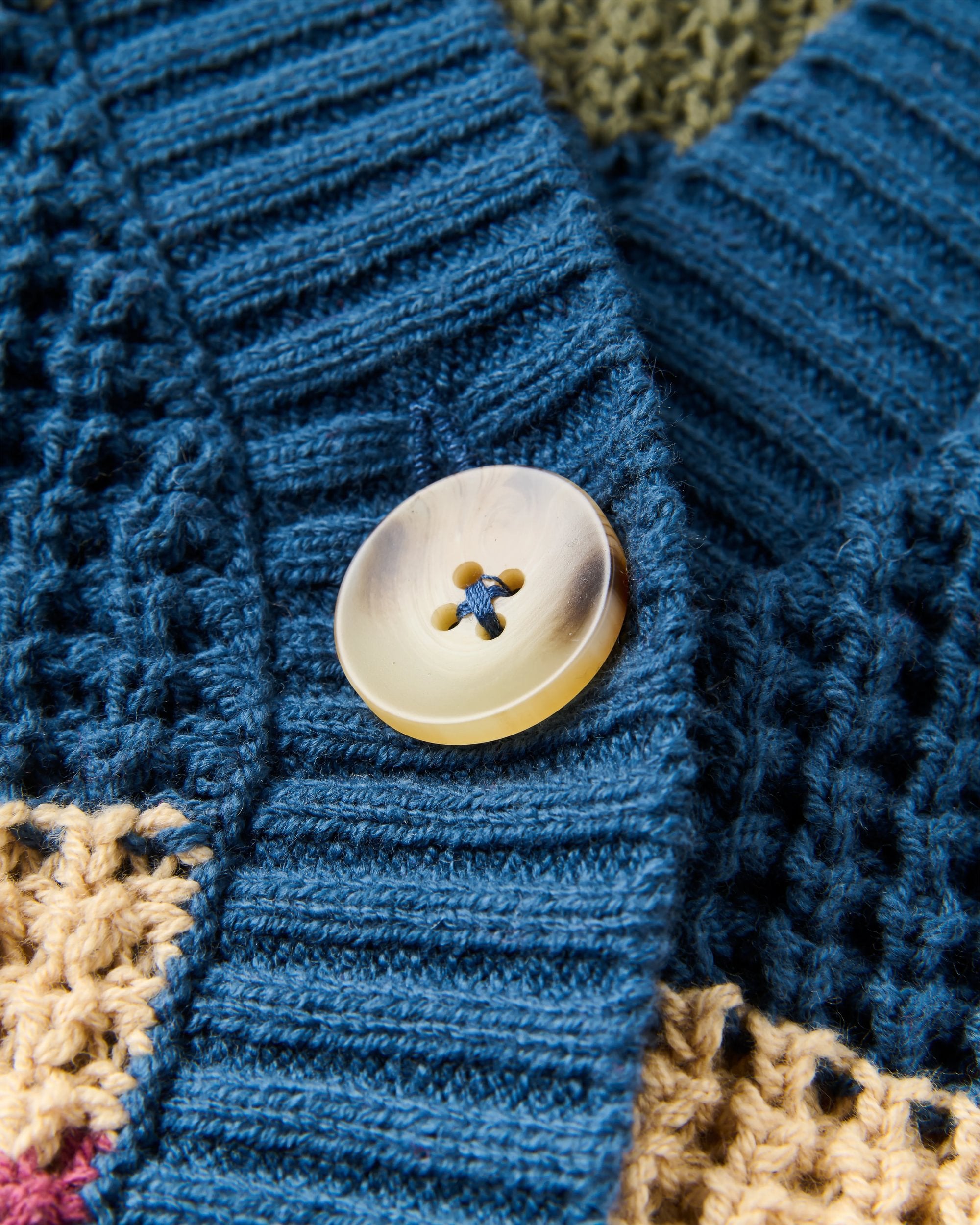Reflection Open Knit Stripey Cardigan - Dusty Olive Multi Stripe - Flatlay