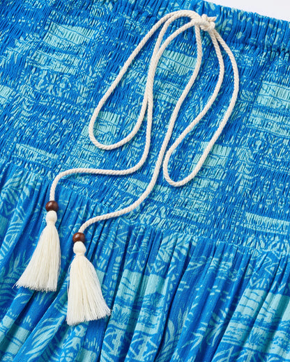 Daylily Loose Trouser - Patchwork Marine Blue - Flatlay