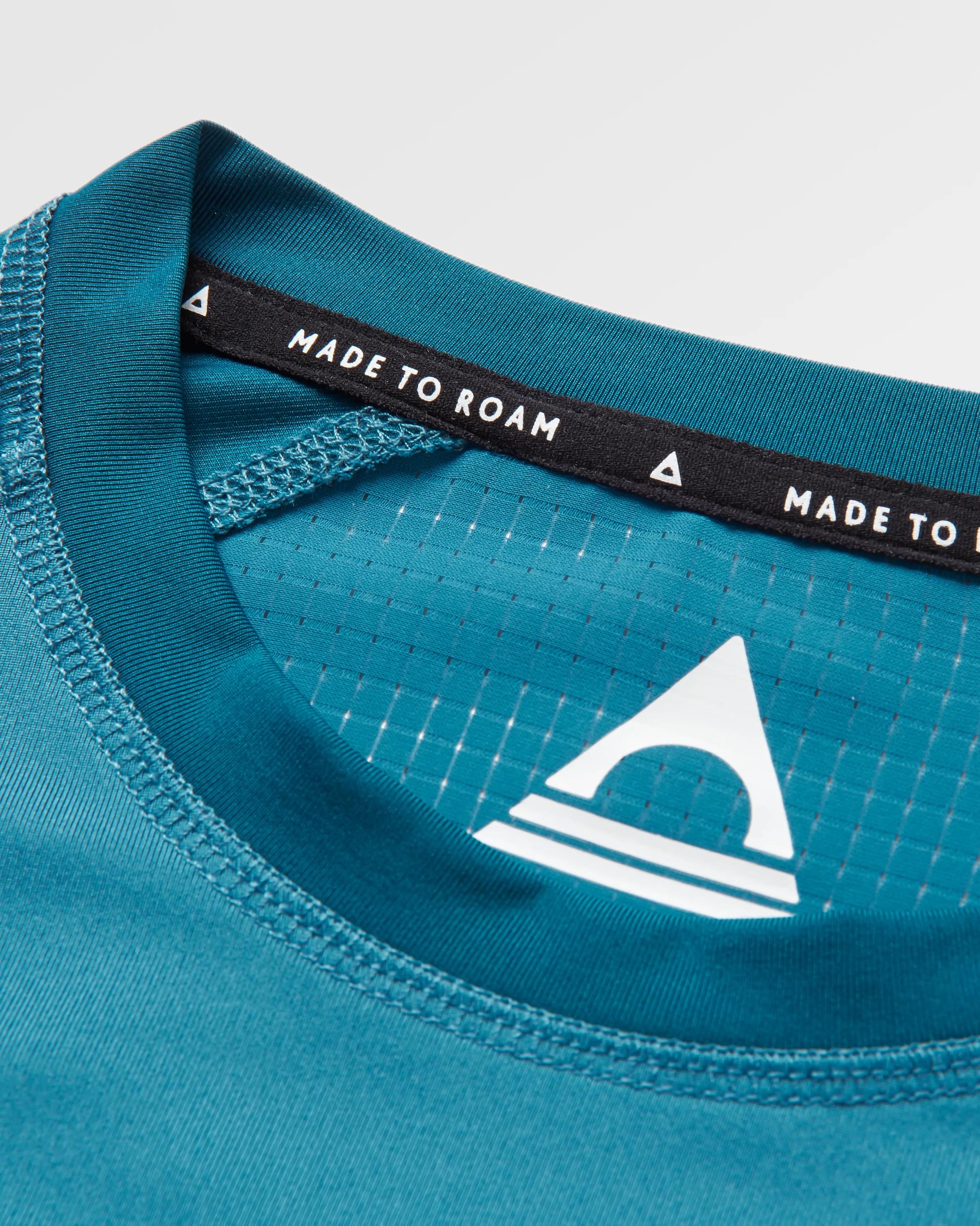 Dawn To Dusk Recycled Active T-shirt - Blue Steel - Flatlay