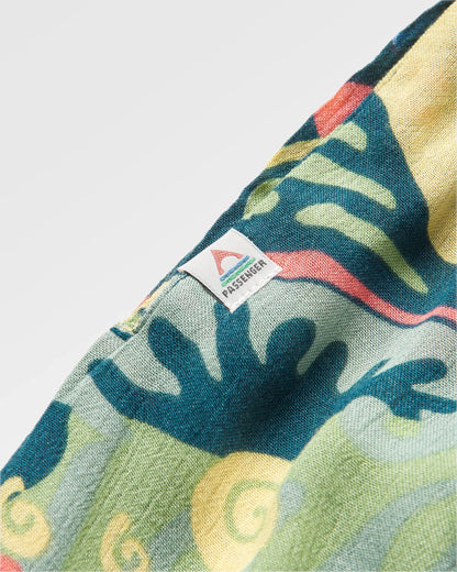 Daylily Loose Trouser - Abstract Seaweed Tidal Blue - Flatlay
