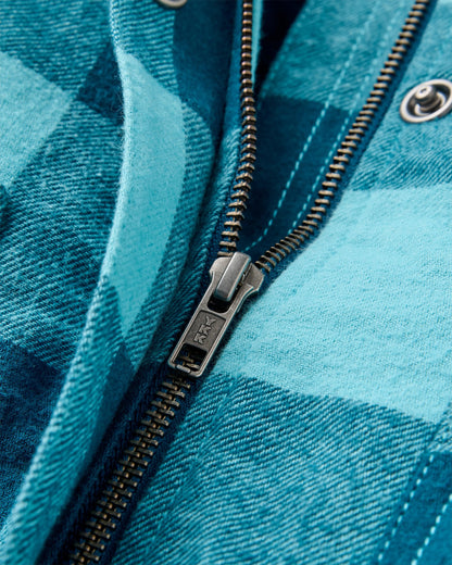 On The Go Insulated Bomber Jacket - Retro Blue Check  - Flatlay