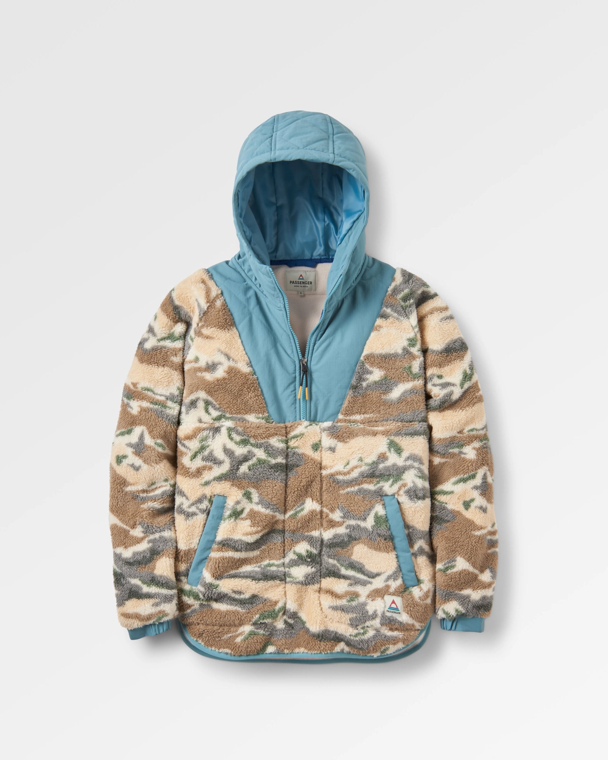 Beaumont Recycled Sherpa Hooded Fleece - Mount Scenic Oatmeal - Flatlay