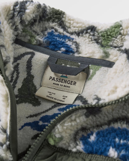 Offroad Recycled Sherpa 1/2 Zip Fleece - Abstract Strata Green - Flatlay