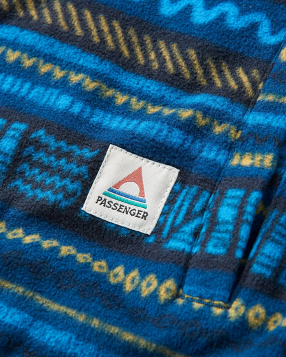 Maple Recycled Polar Fleece Shirt - Patchwork Stripe Tidal Blue