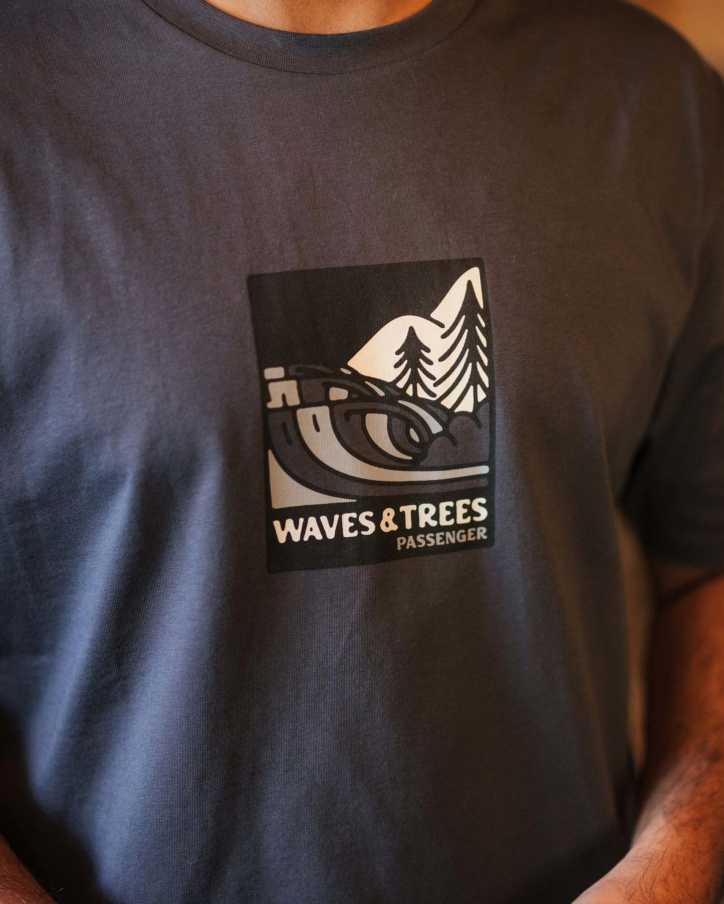 Waves & Trees Organic Cotton T-Shirt - Charcoal