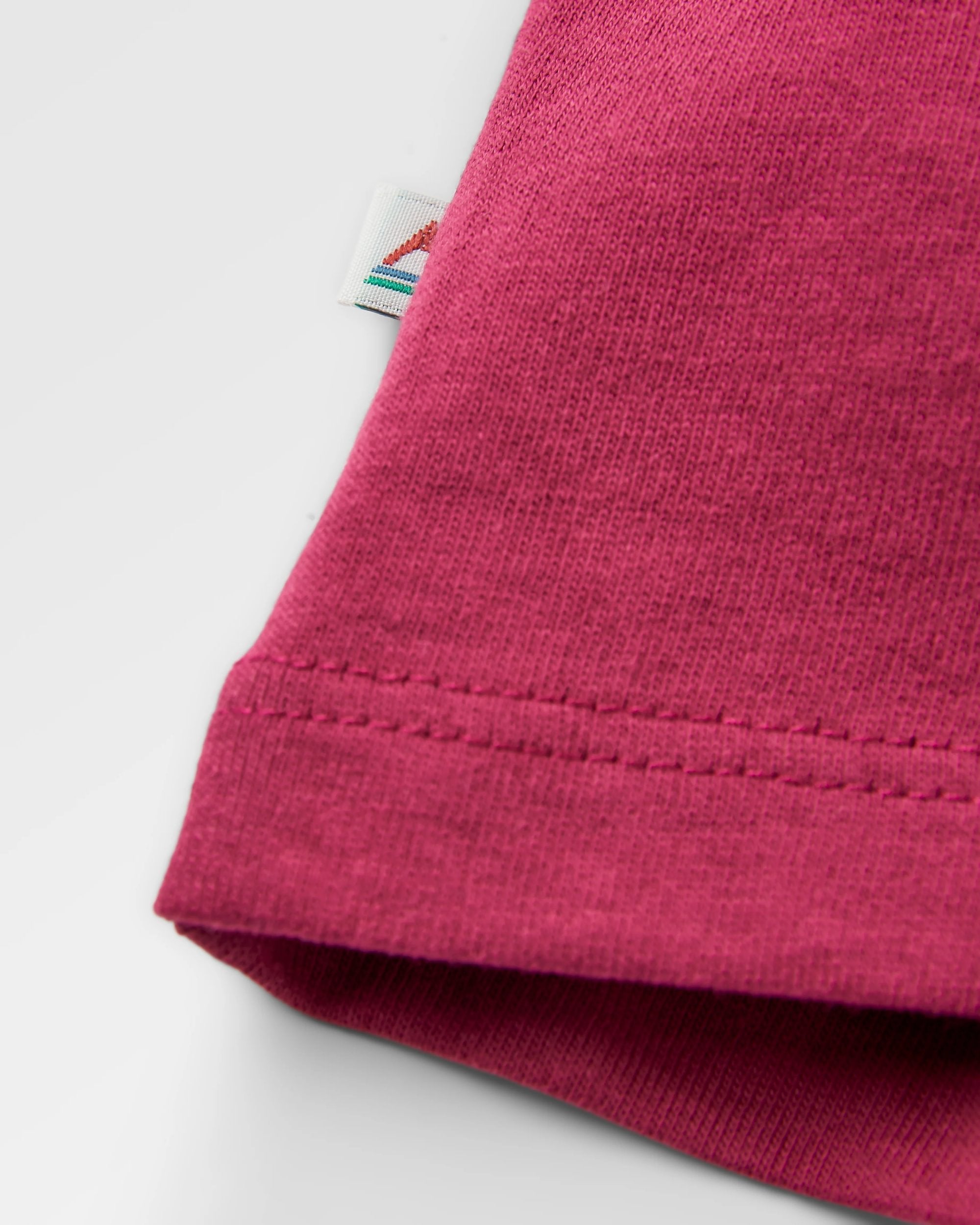 Woodcut Recycled Cotton LS T-Shirt - Cranberry - Flatlay