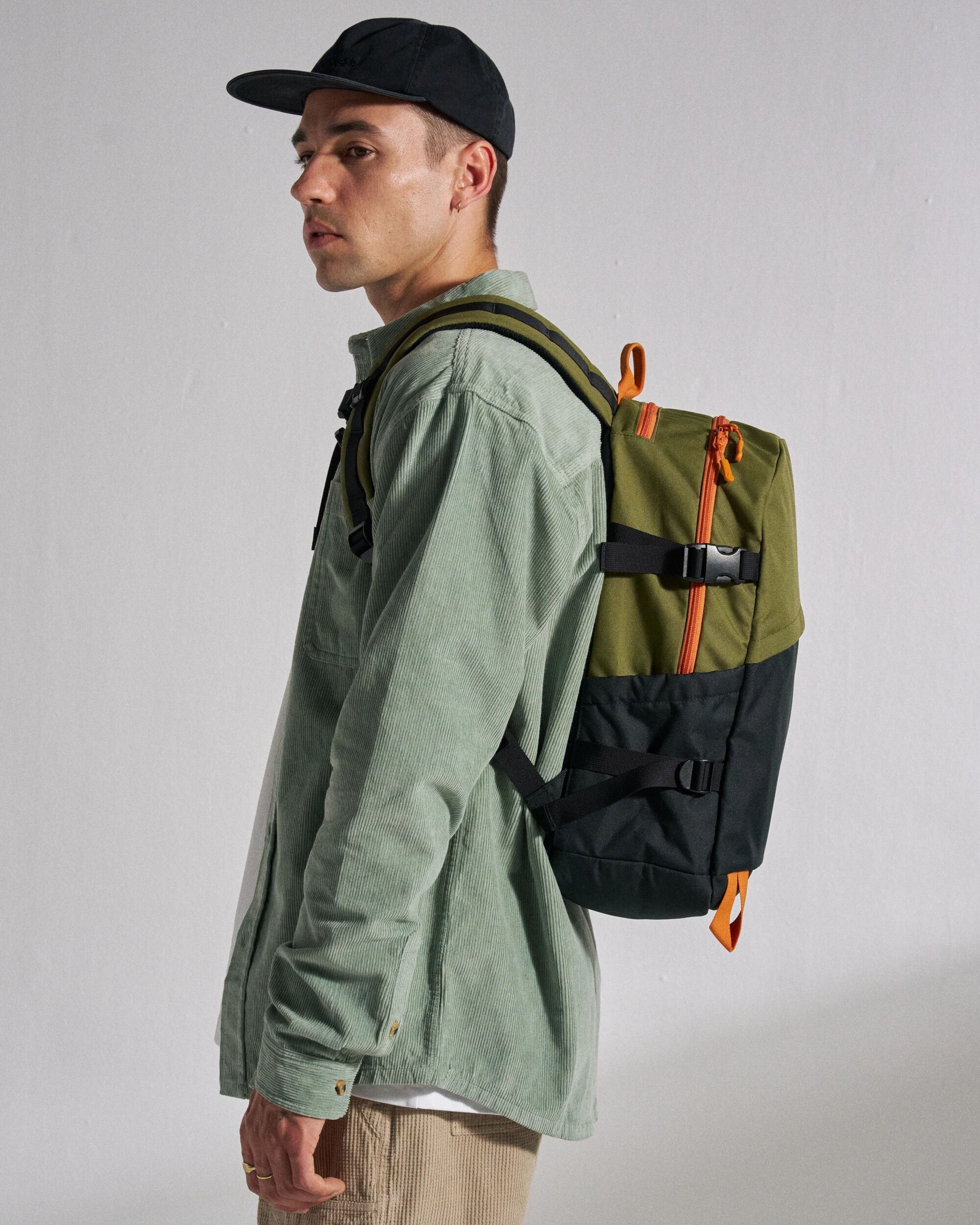 Boondocker Zip 22L Backpack - Black/Khaki - Studio Model - Male