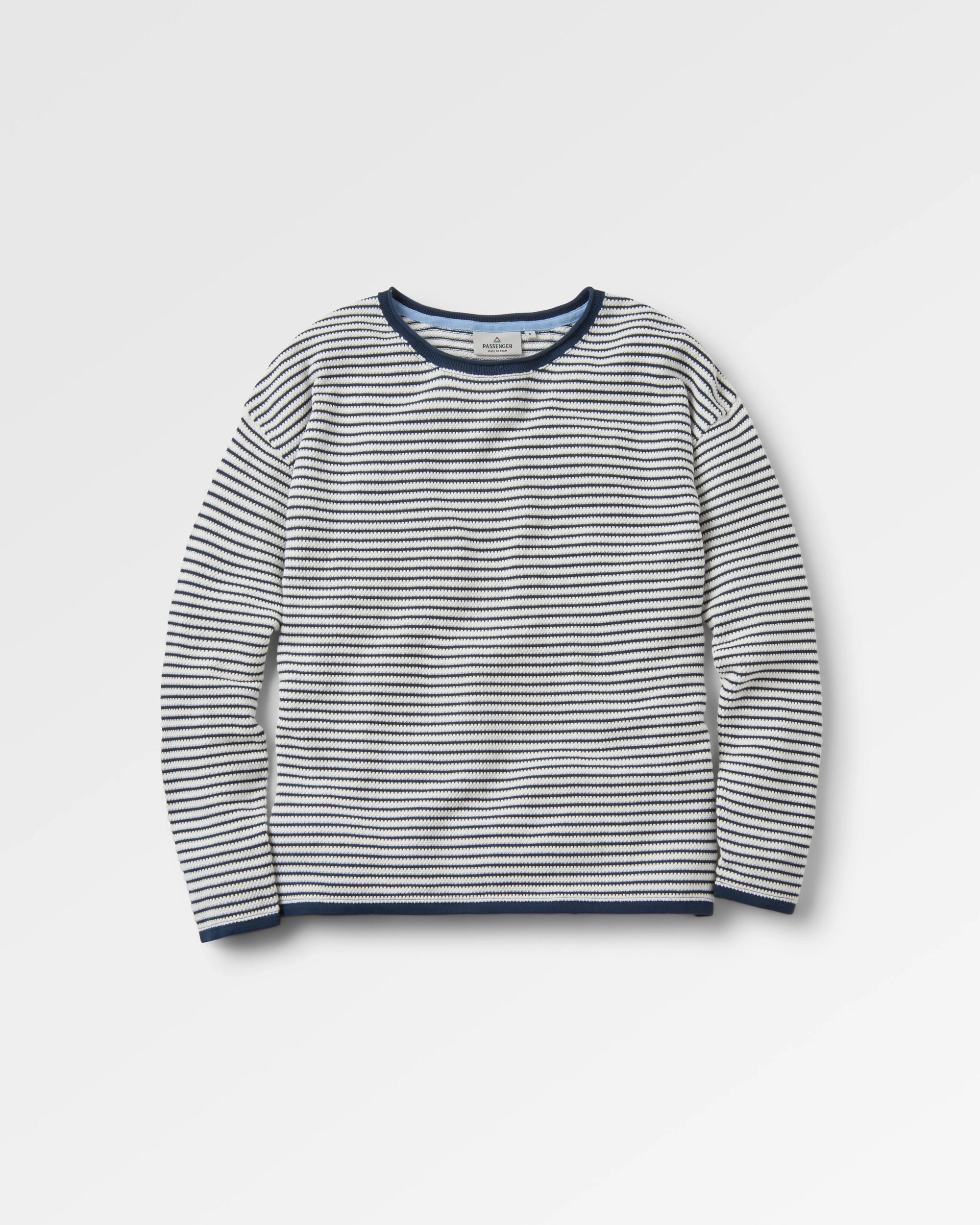 Muir Organic Knitted Jumper - Off White Stripe - Flatlay