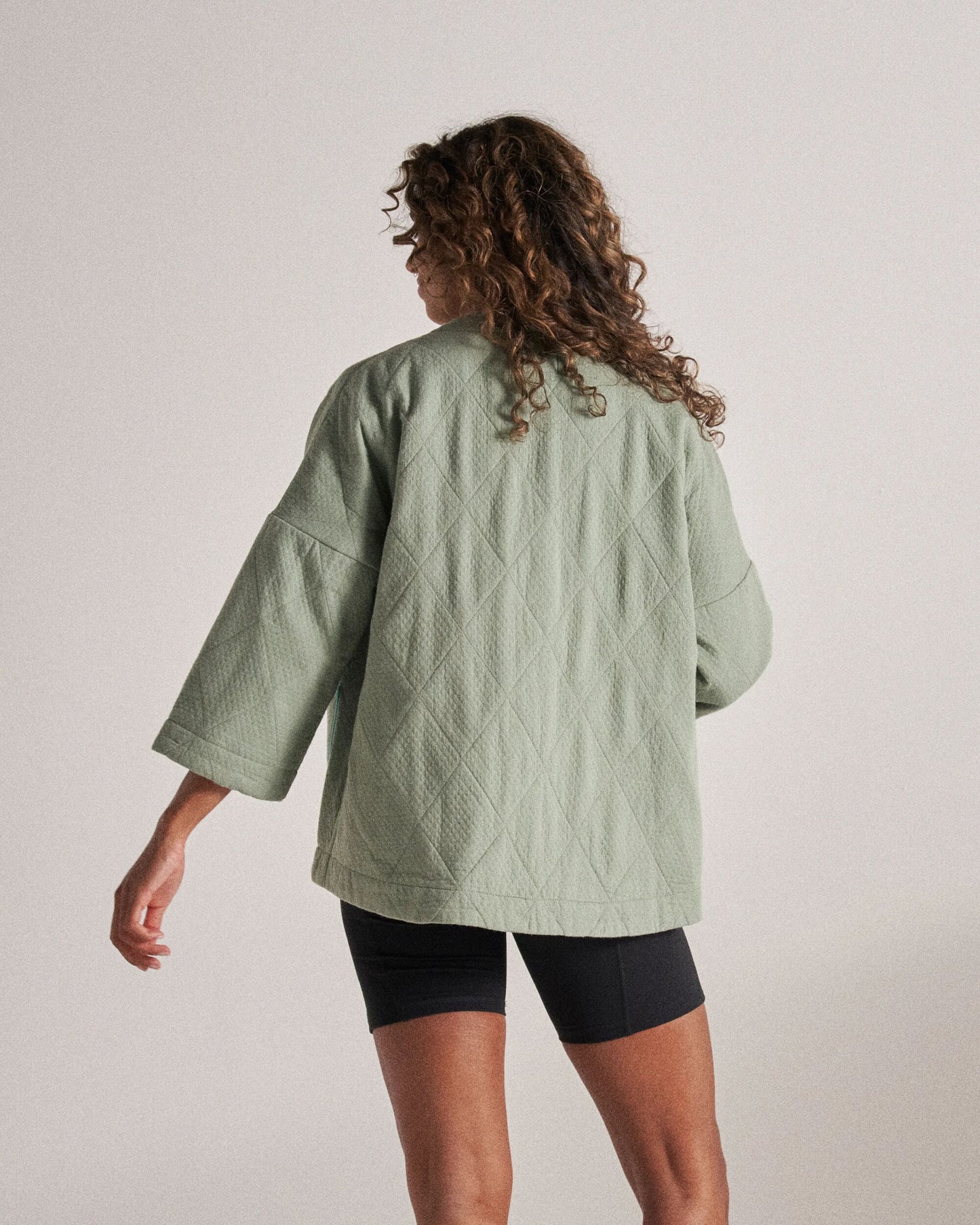 Mira Organic Cotton Quilted Overshirt - Pistachio - Studio Ecomm