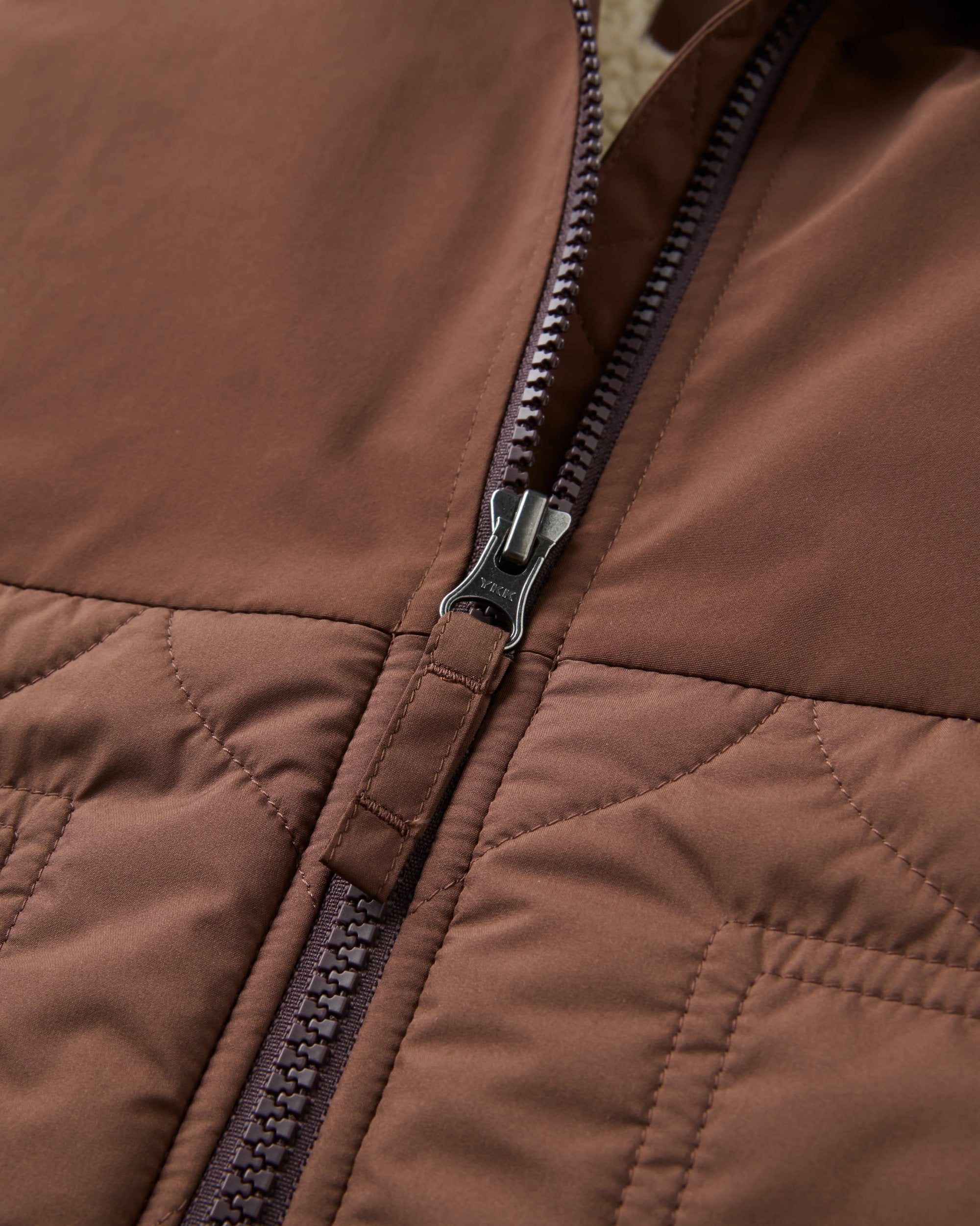 Flora Sherpa Lined Short Gilet - Chestnut - Flatlay