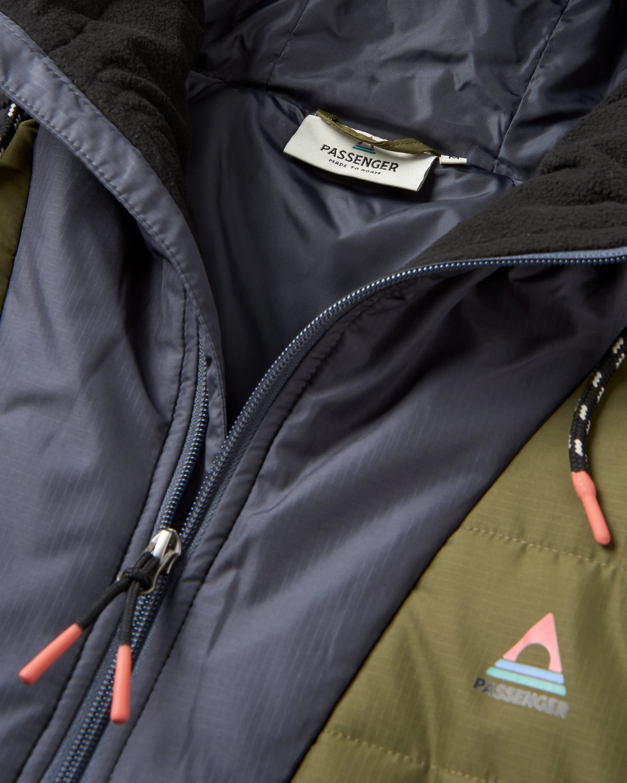 Oceanic Recycled Insulated 1/2 Zip Jacket - Black/Khaki - Flatlay