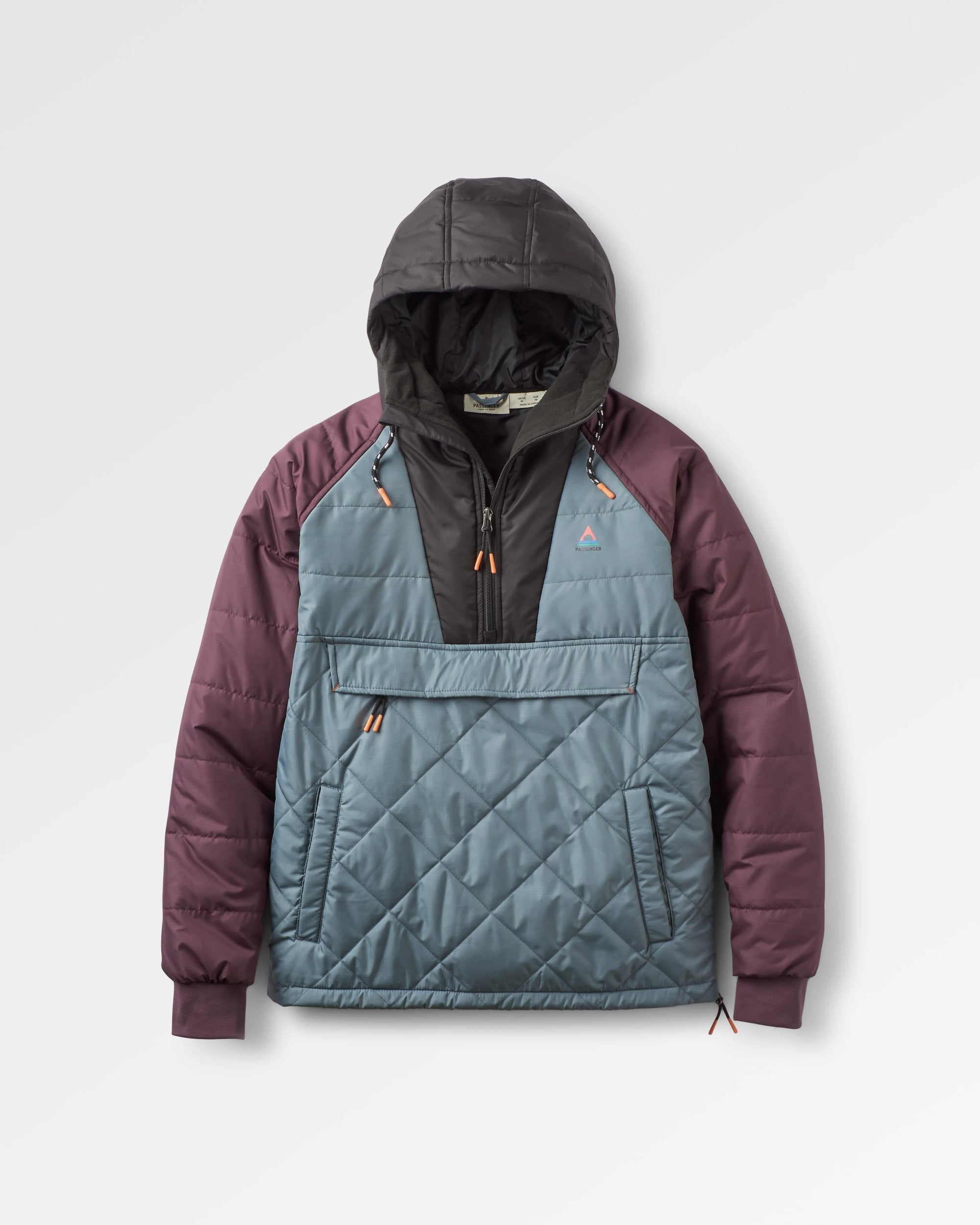 Oceanic Recycled Insulated 1/2 Zip Jacket - Storm Grey/Deep Plum - Flatlay