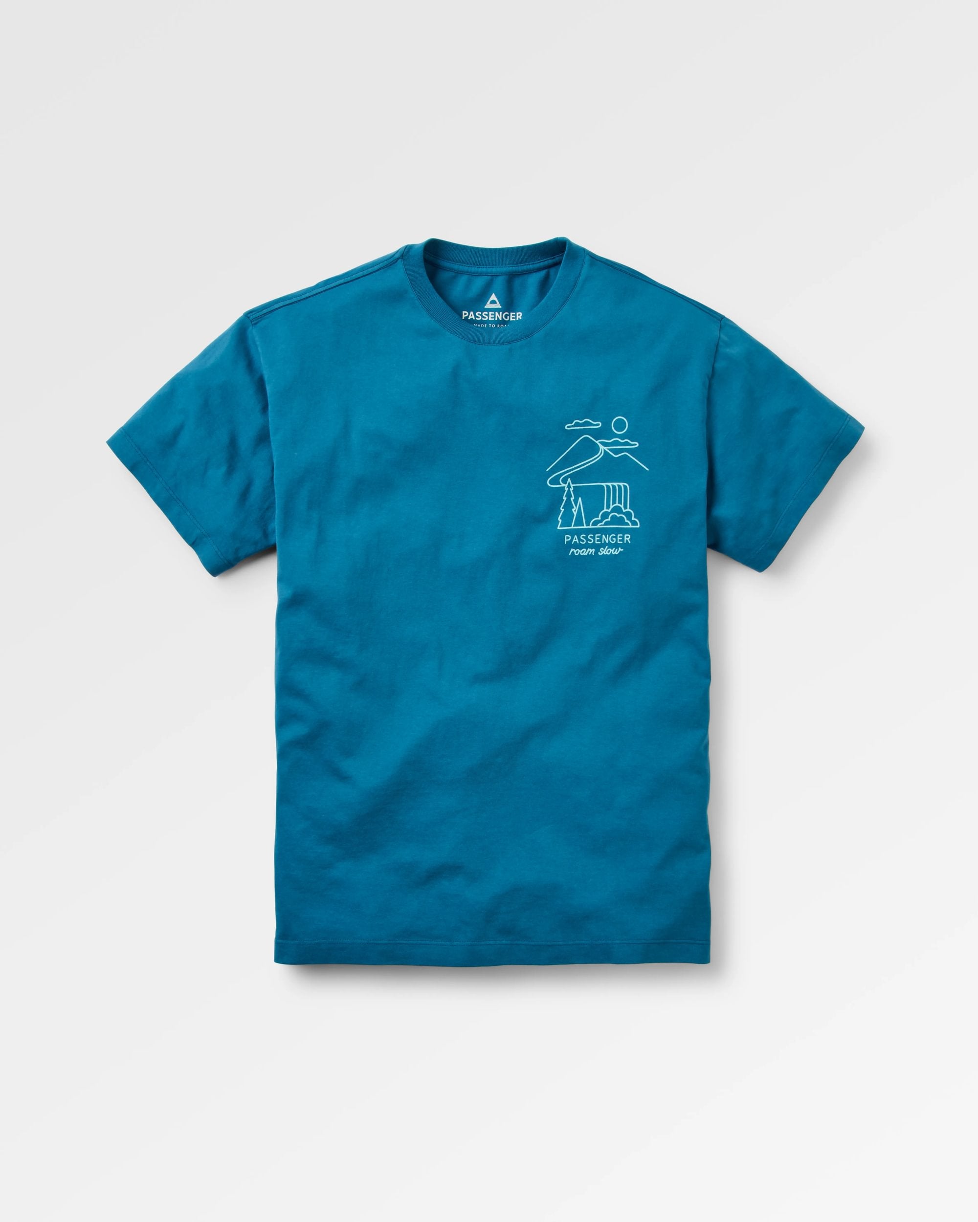 Slow Escape Relaxed Fit T-Shirt - Tidal Blue - Flatlay
