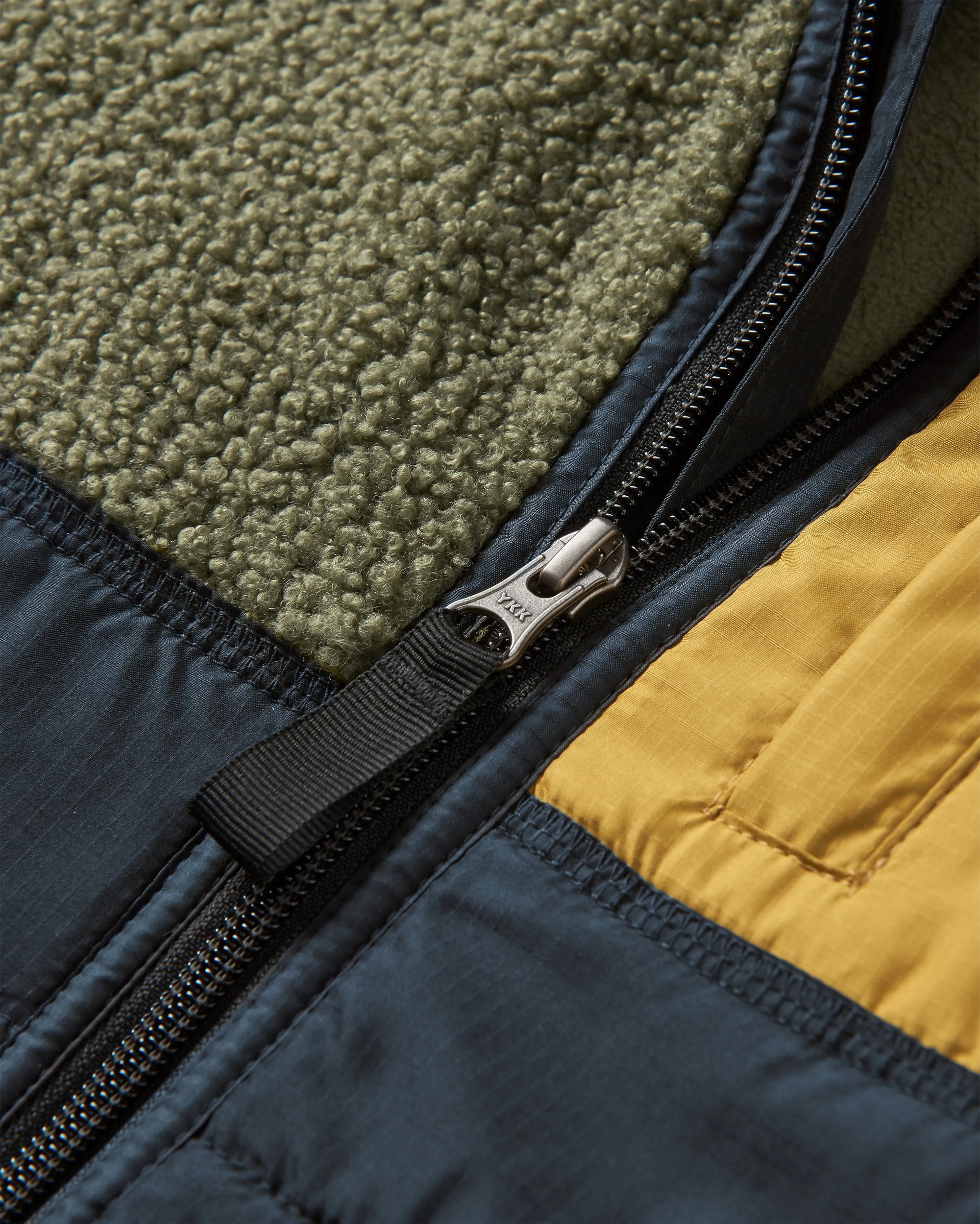 Born Explorer Recycled Polar-Lined Sherpa Vest - Khaki - Flatlay