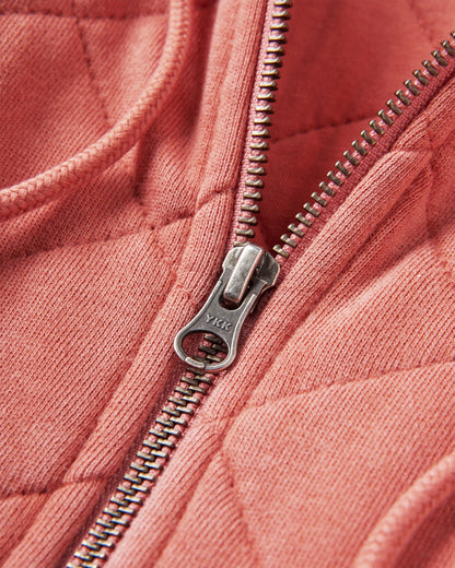 Getaway Recycled Quilted Full Zip Hoodie - Burnt Orange