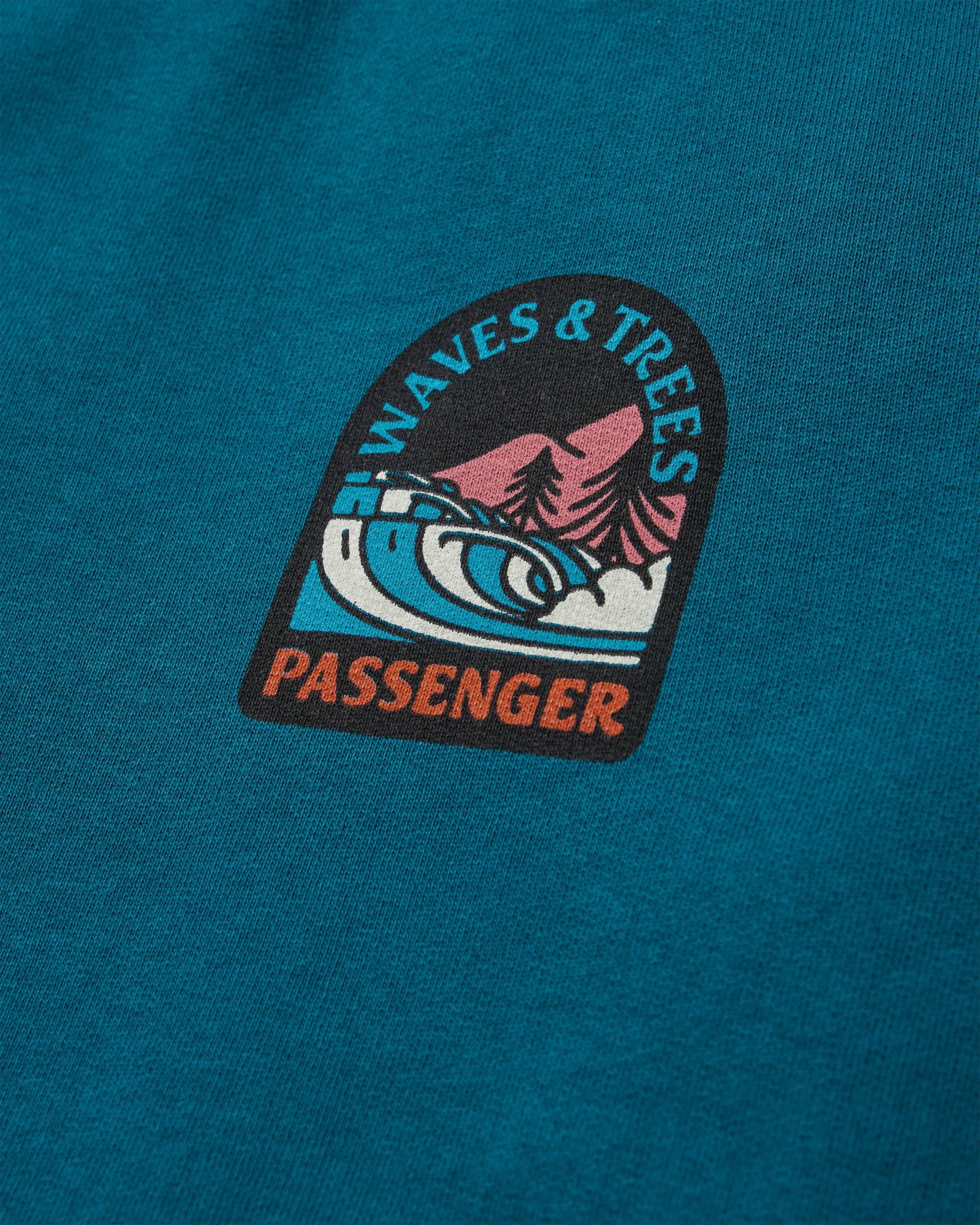 Waves & Trees Recycled Cotton Sweatshirt - Tidal Blue