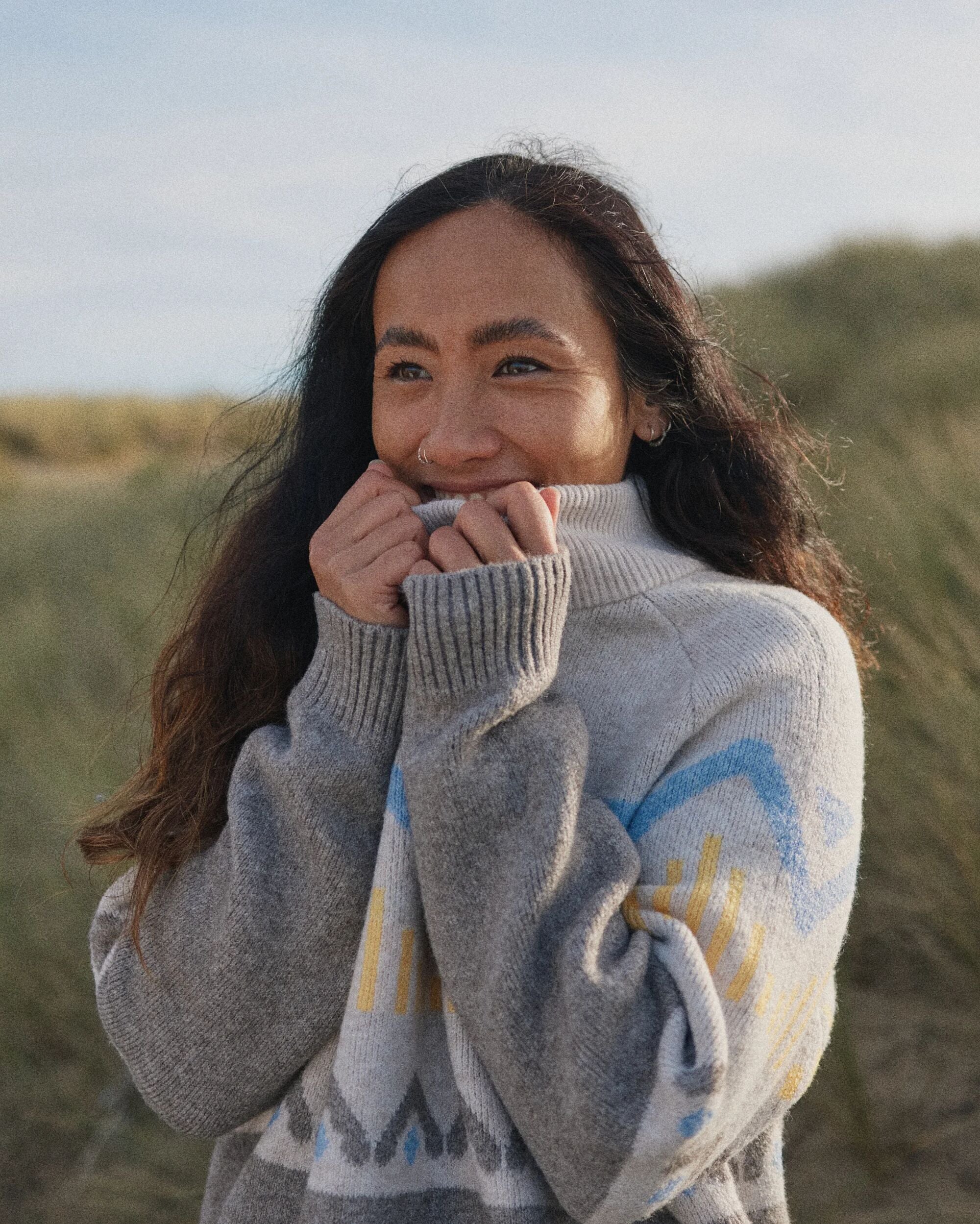 Nettle Recycled Knitted Jumper - Birch - Lifestyle