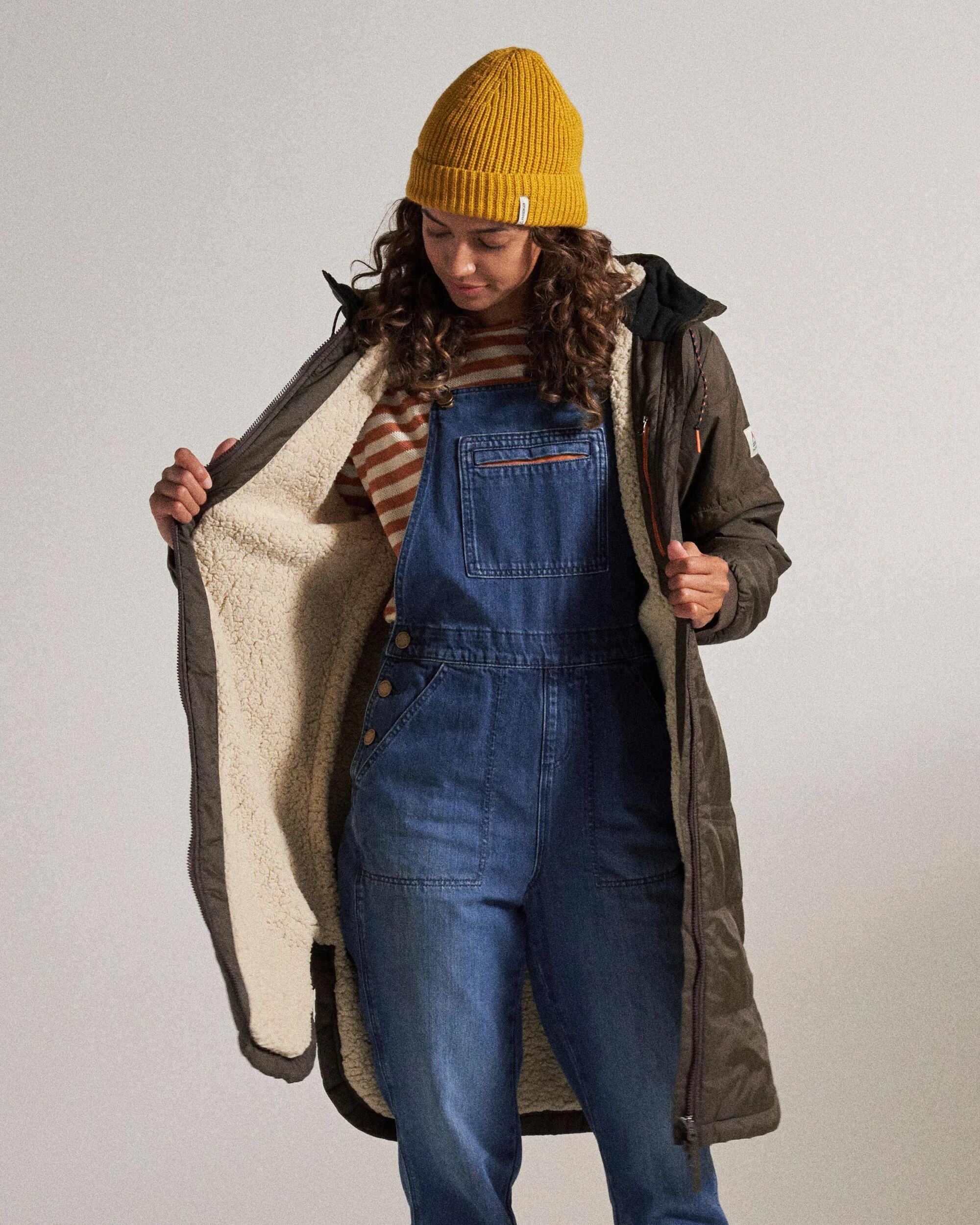 Flora Recycled Sherpa Lined Parka - Coffee - Studio Model