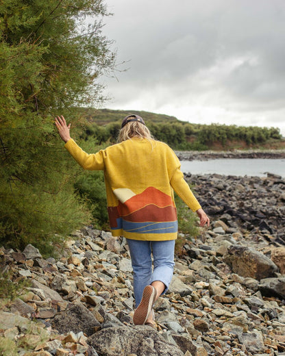 Vista Recycled Knitted Cardigan - Amber Gold