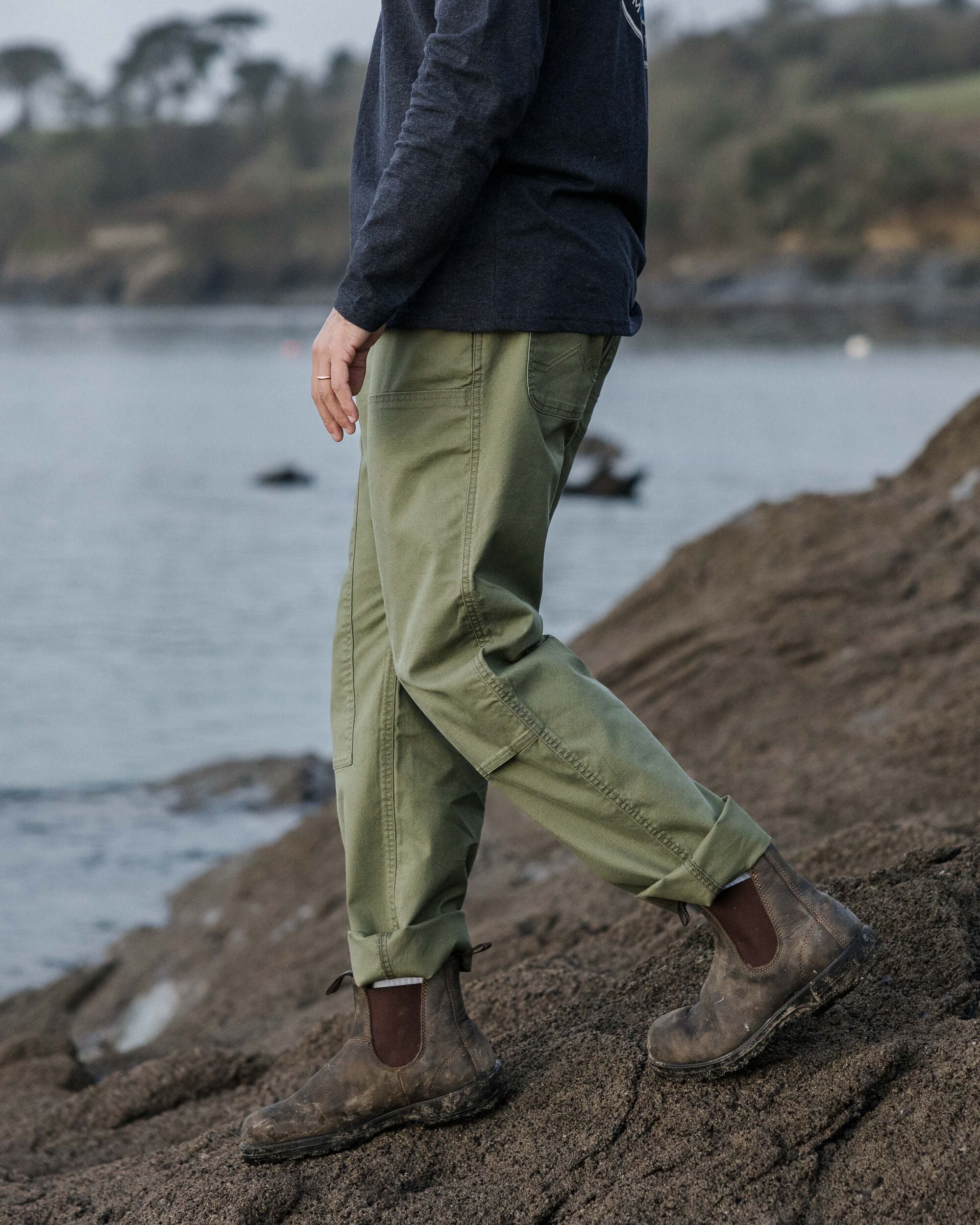 Vantage Organic Cotton Canvas Trouser - Khaki - Lifestyle