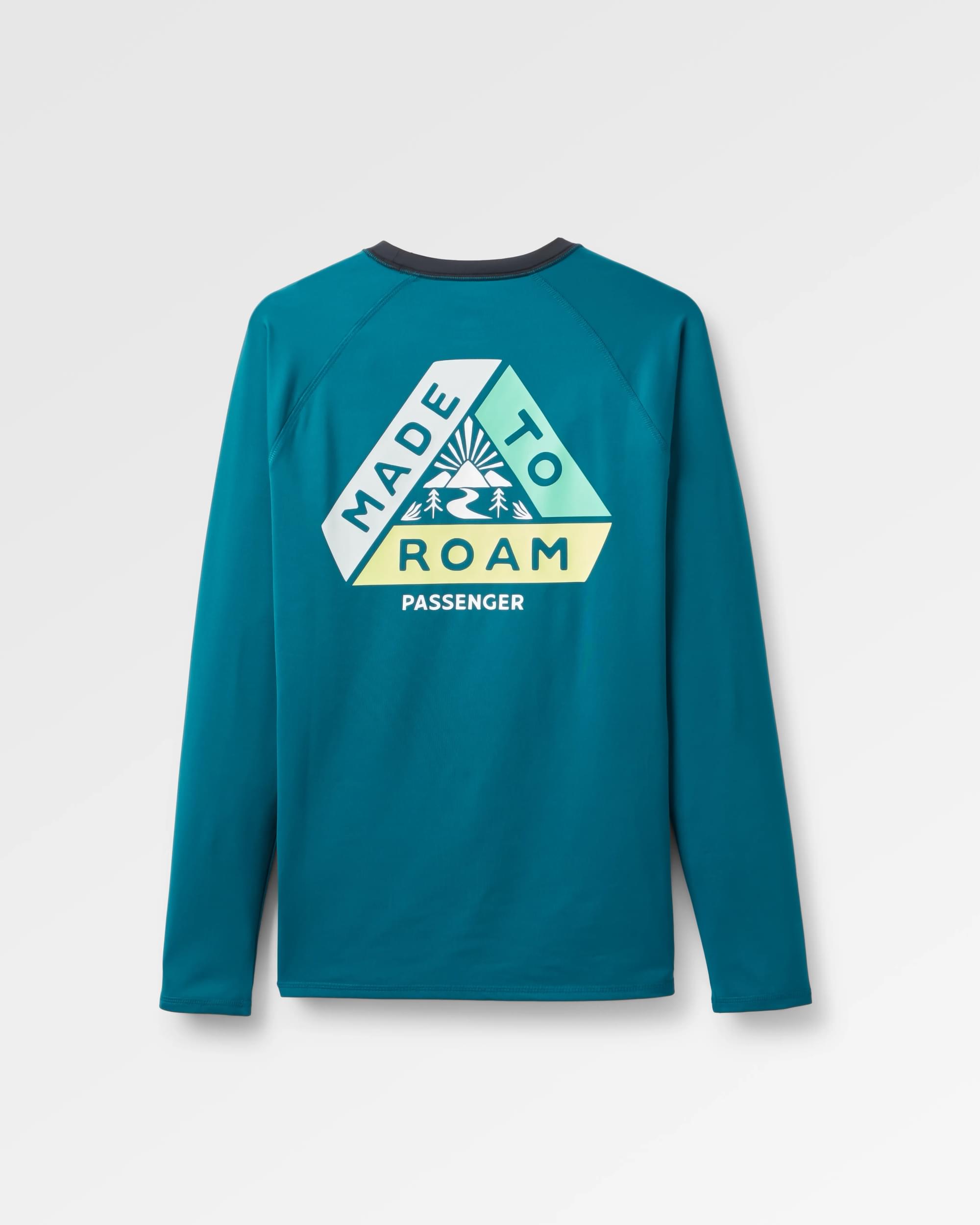 Lakeside Recycled Active T-Shirt - Tidal Blue - Flatlay