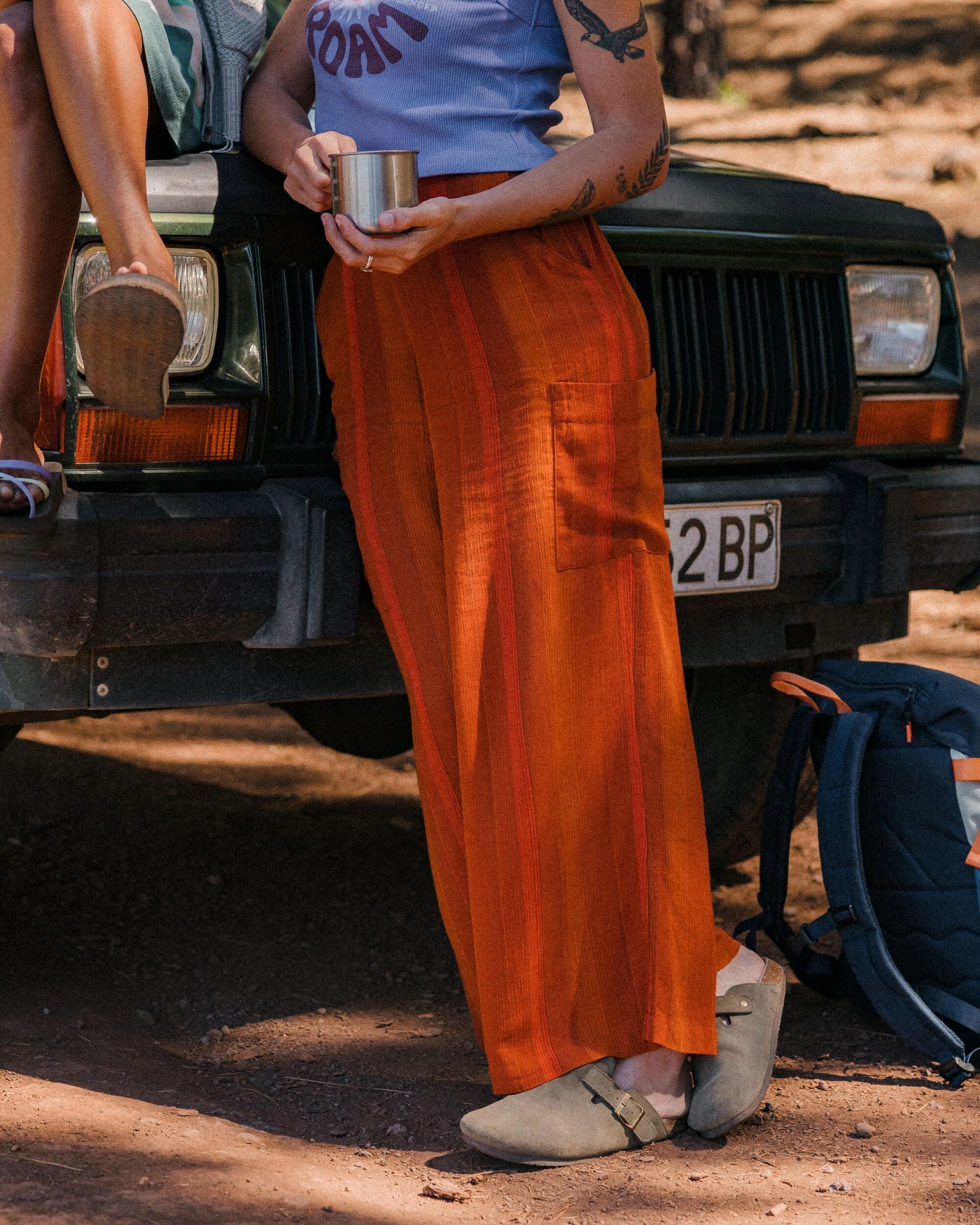 Someday Woven Trouser - Ember Orange Stripe - Lifestyle