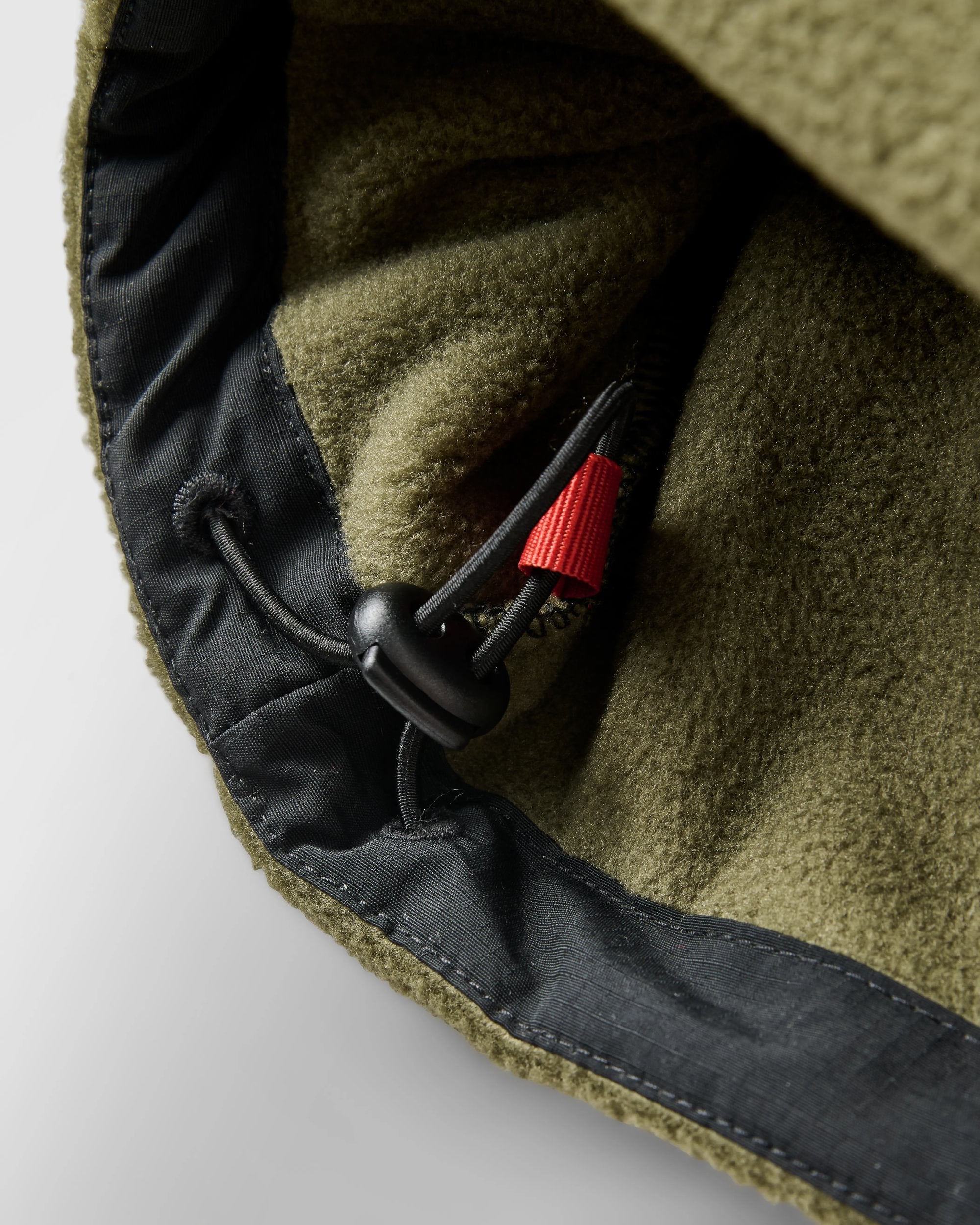 Woodland Hooded 1/2 Zip Recycled Polartec® Fleece - Black/Khaki - Flatlay