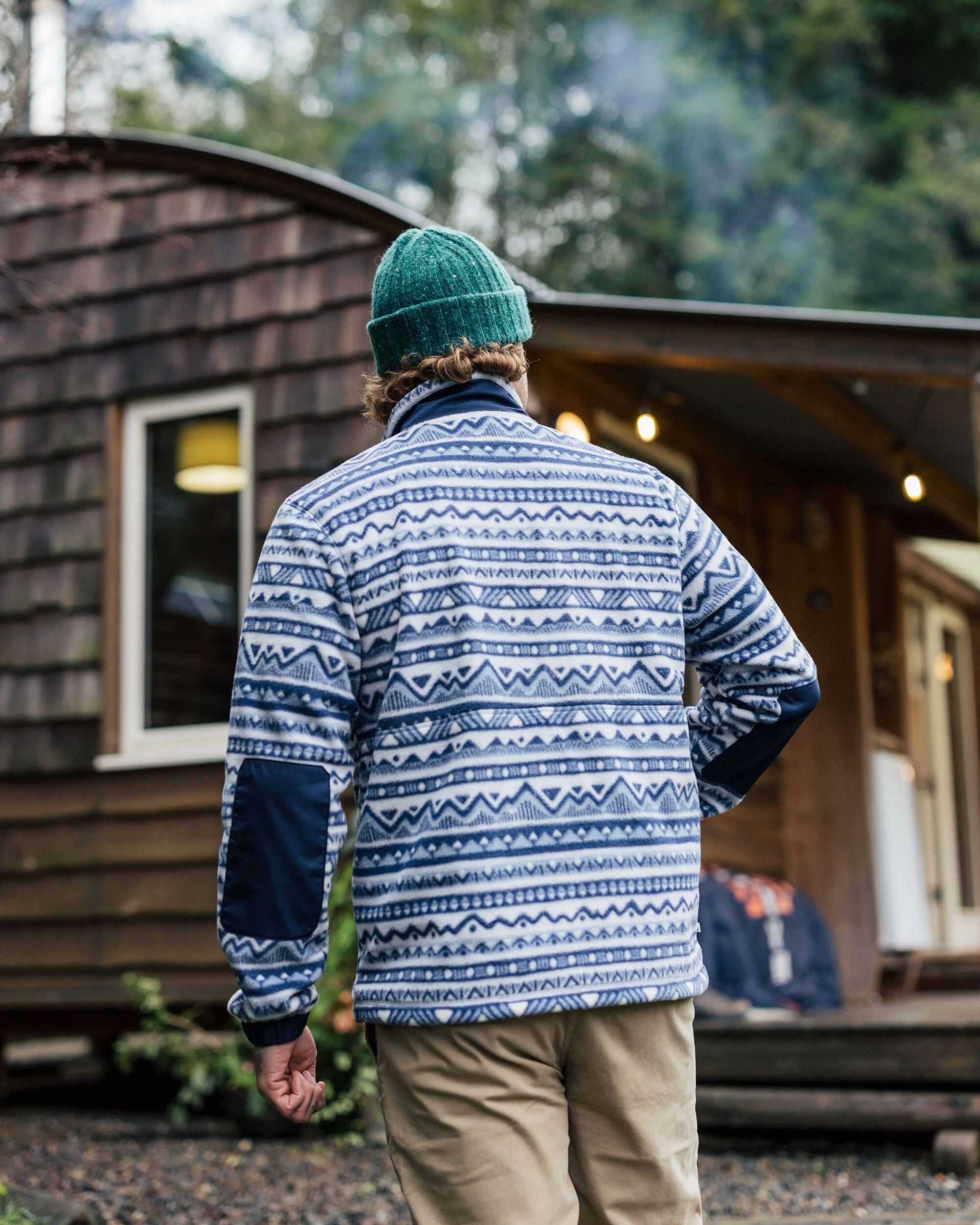 Ebb Recycled Polar Fleece - Mountain Geo Grey Blue - Lifestyle