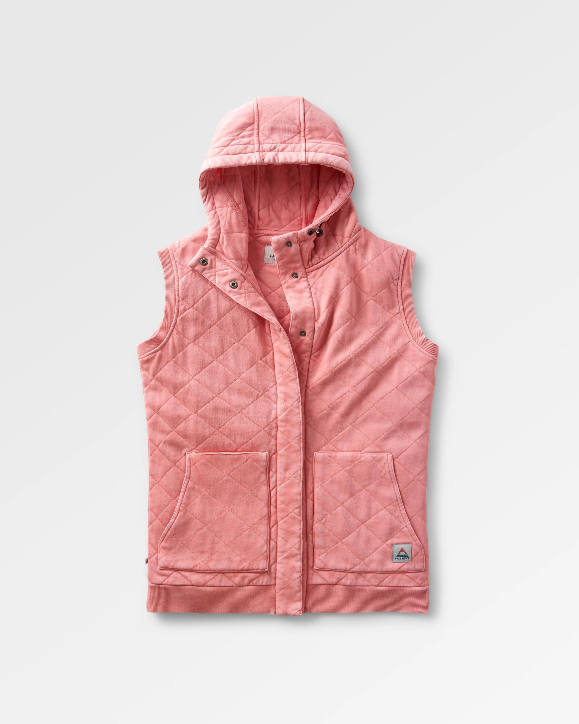 Clementine Recycled Quilted Vest - Shell Pink - Flatlay