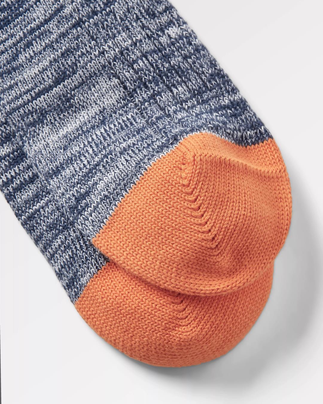 Organic Midweight Rib Socks - Navy - Flatlay