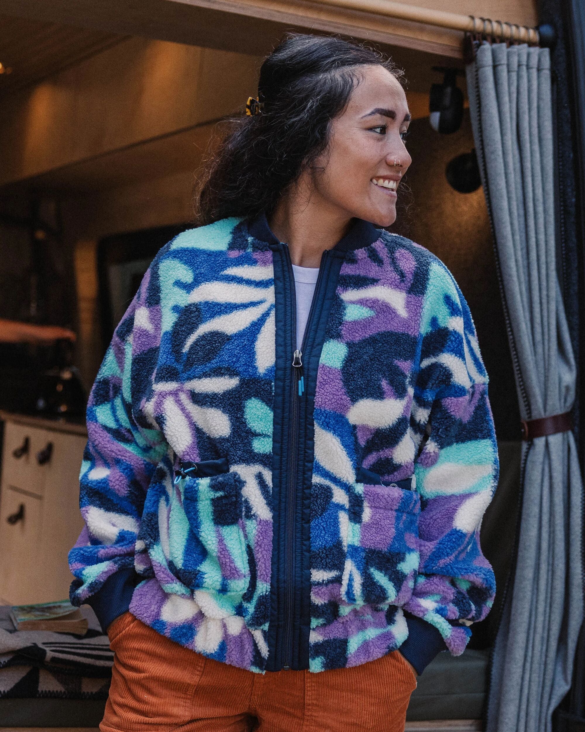 Lucia Recycled Sherpa Fleece - Mountain Foliage Purple - Lifestyle