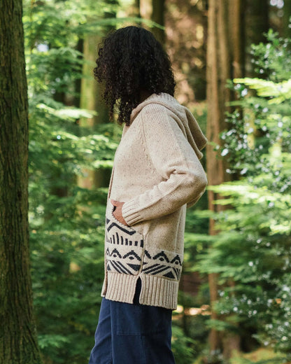 Snoozle Recycled Knitted Hooded Cardigan - Oatmeal - Lifestyle
