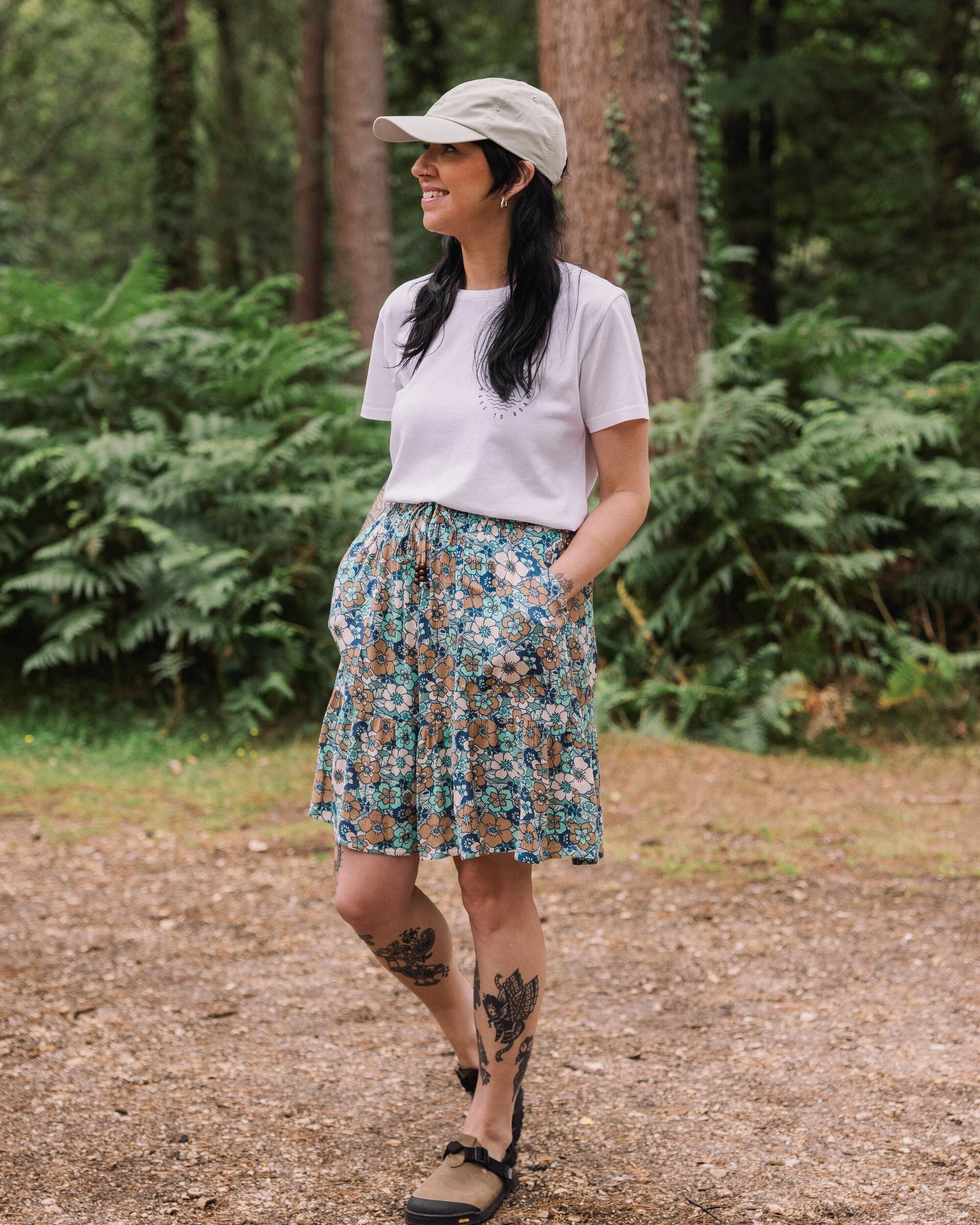 Dew EcoVero Woven Skirt - Vintage Floral Aqua - Lifestyle