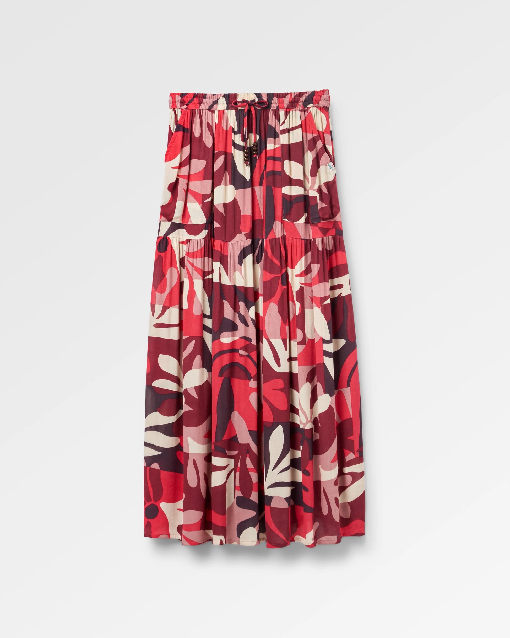 Zephyr Woven Maxi Skirt - Mountain Foliage Cranberry - Flatlay