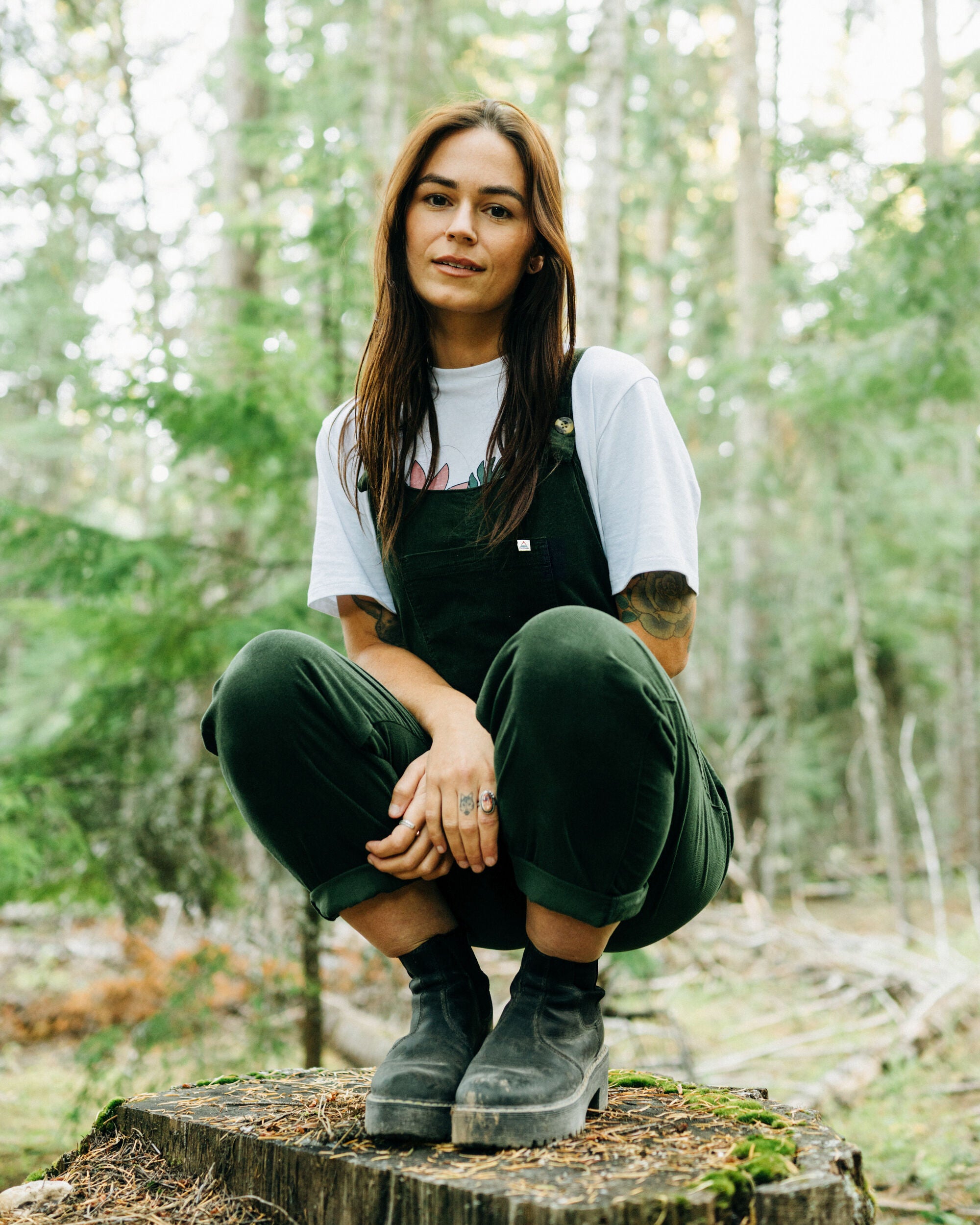 Meadows Organic Cotton Cord Dungarees - Fir Tree - Lifestyle