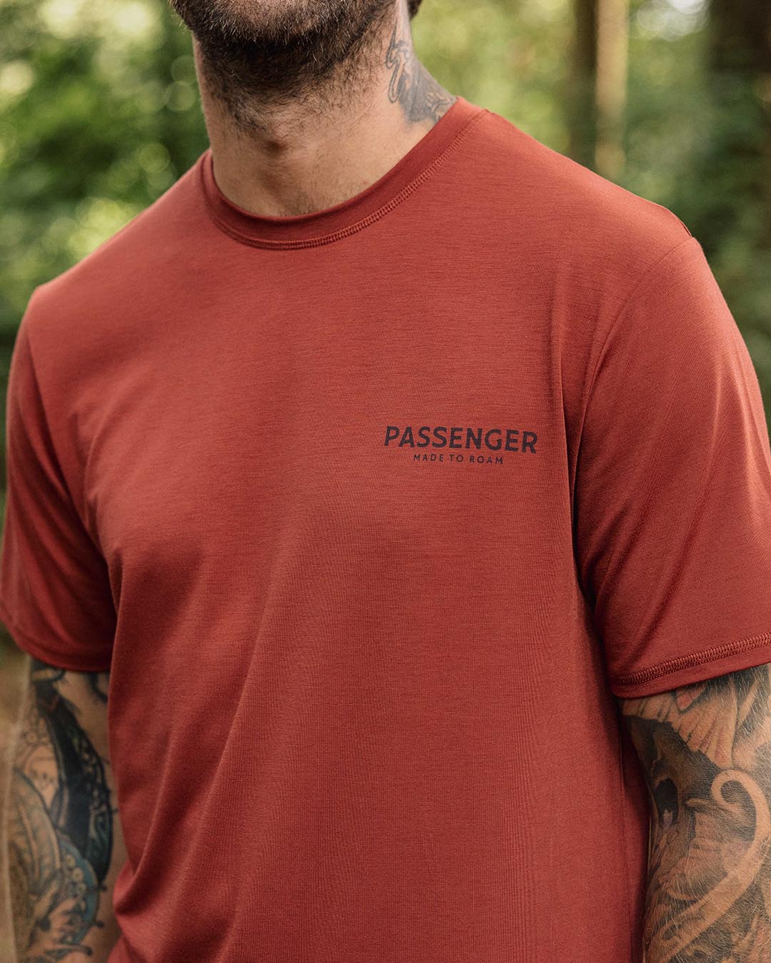 Calling Active Recycled T-Shirt - Burnt Red