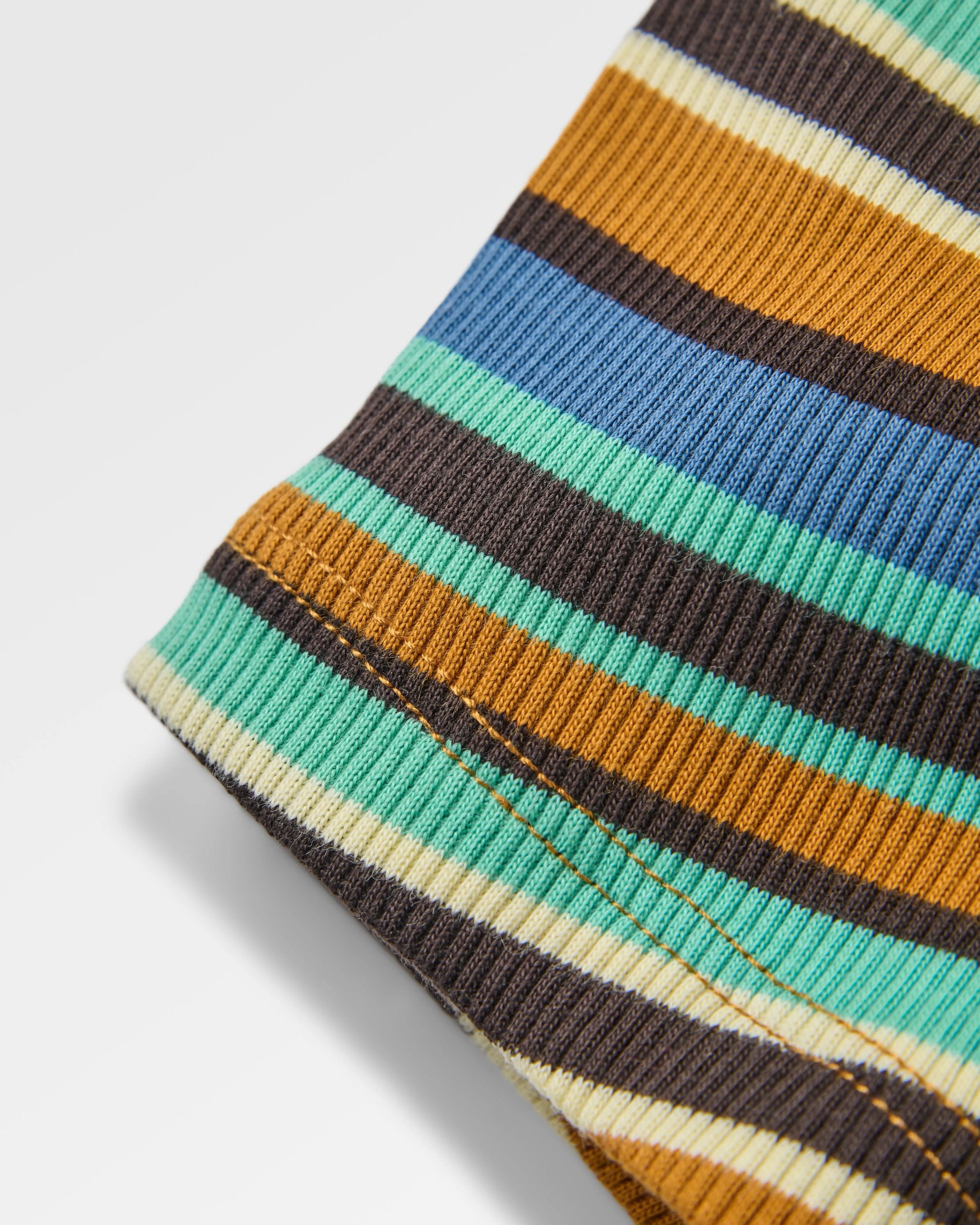 Out There Ribbed Cropped T-Shirt - Espresso Multi Stripe - Flatlay