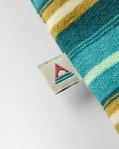 Retro Relaxed Fit T-Shirt - Ocean Teal Multi Stripe - Flatlay