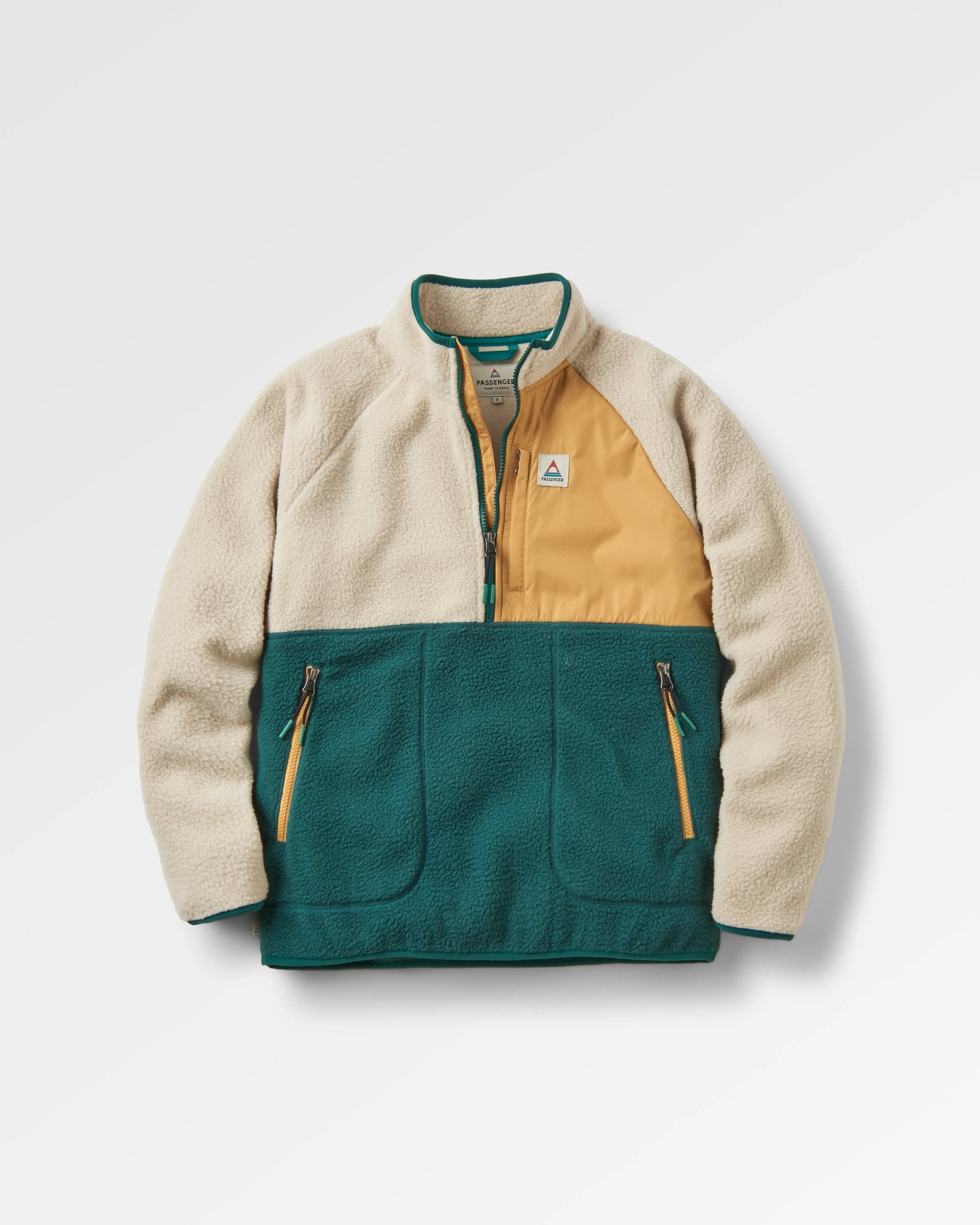 Home Recycled Sherpa Fleece - Rain Forest/ Oatmeal - Flatlay